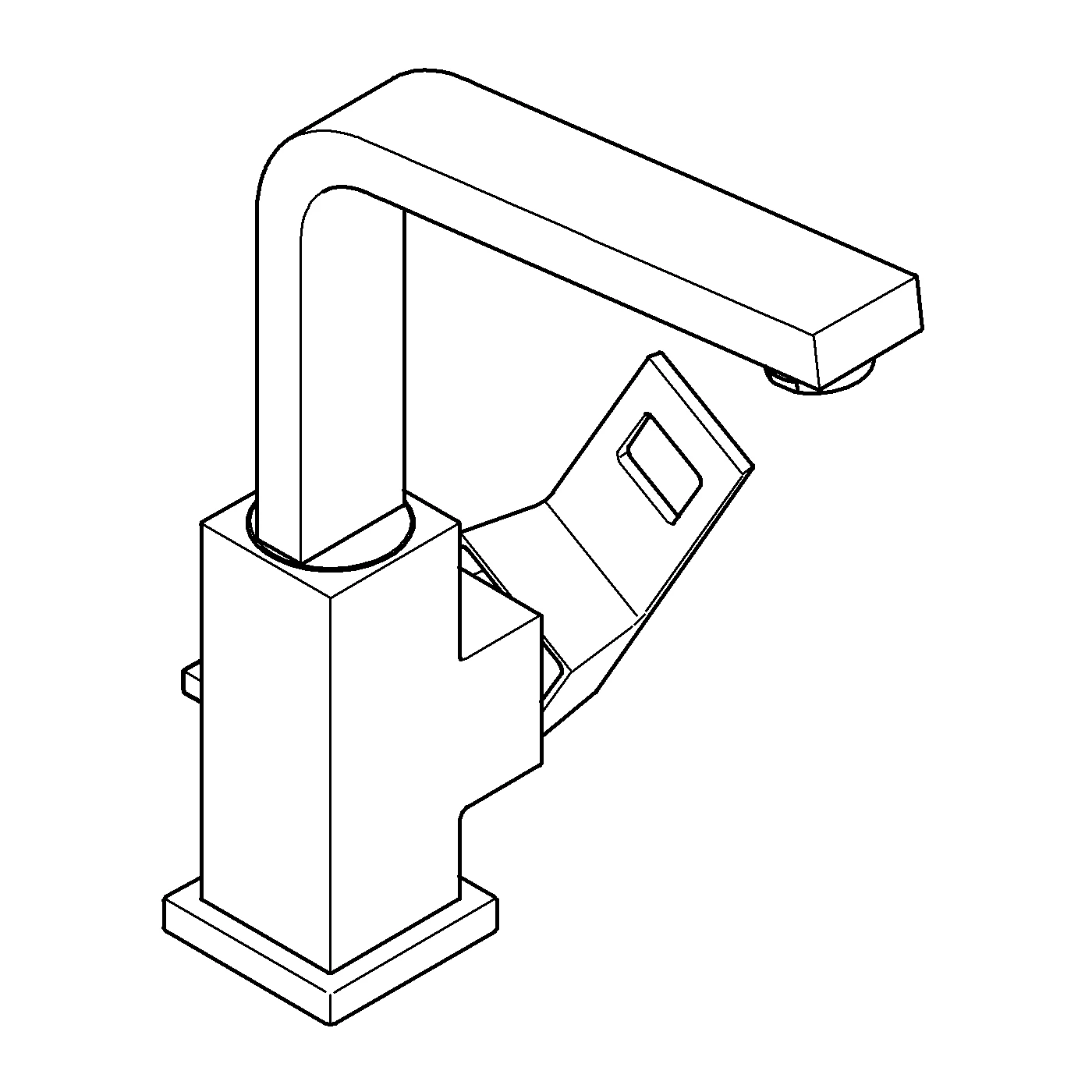 Einhand-Waschtischbatterie Eurocube 23135, L-Size, Einlochmontage, schwenkbarer Rohrauslauf, Zugstangen-Ablaufgarnitur 1 1/4'', chrom