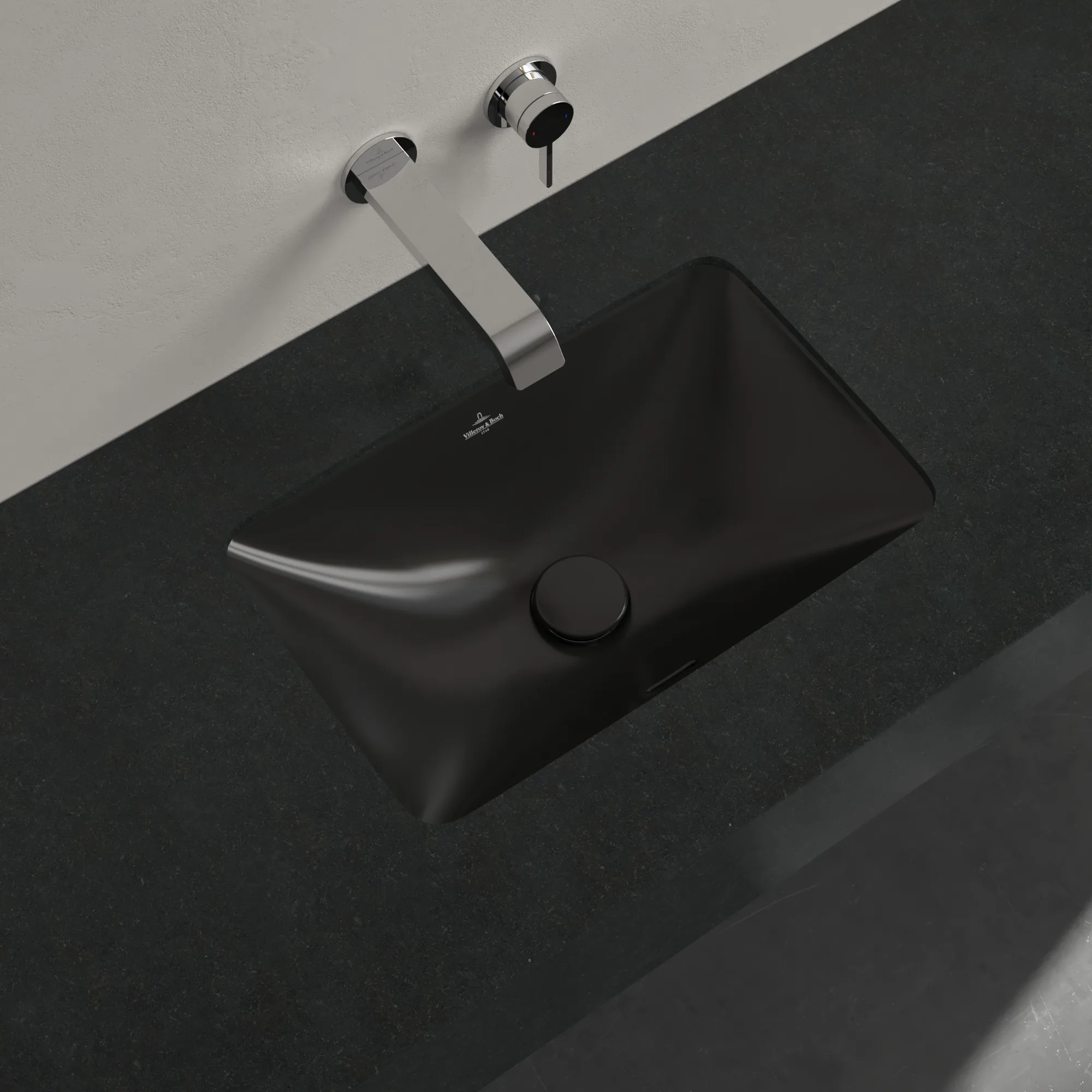 Villeroy & Boch Unterbauwaschbecken Loop & Friends Pure Black CeramicPlus 450x280x170mm mit Überlauf Villeroy & Boch Unterbauwaschbecken Loop & Friends Pure Black CeramicPlus 450x280x170mm mit Überlauf