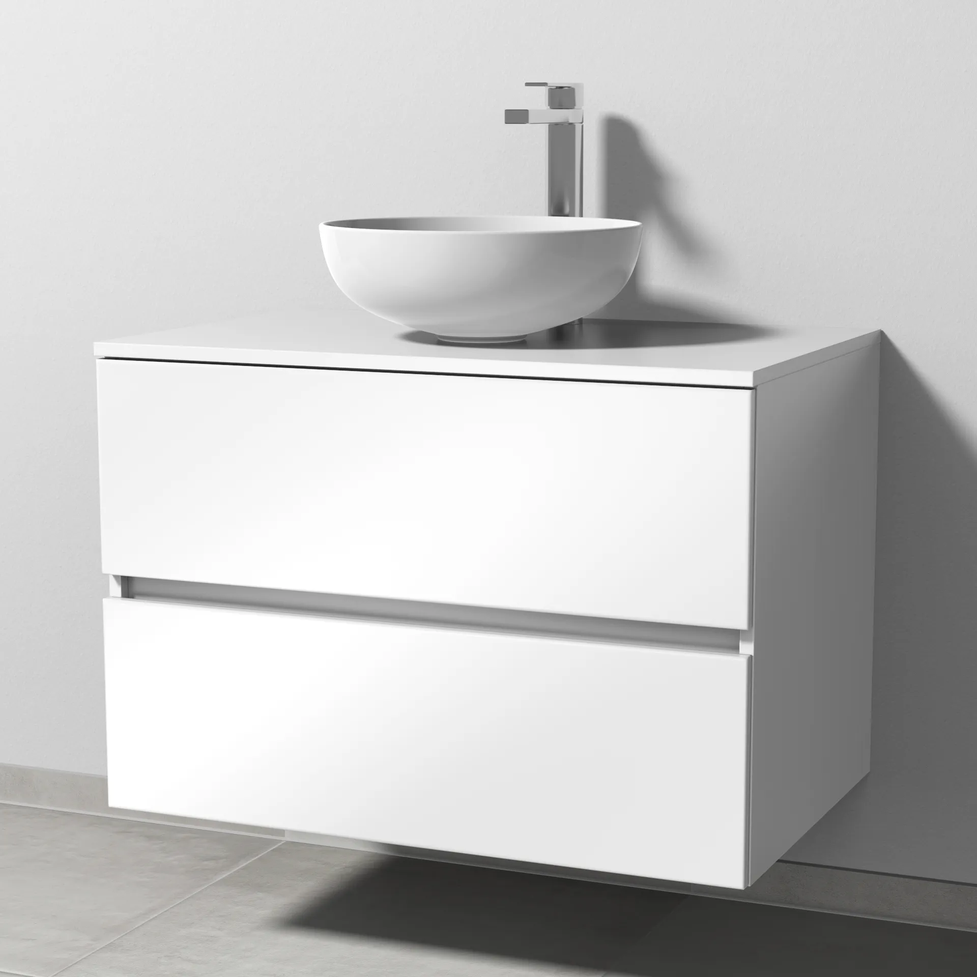 Sanipa Waschtischunterschrank „Solo One“ 800 × 561 × 520 mm in Weiß (glanz), mit Hahnlochbohrung, Becken mittig Sanipa Waschtischunterschrank „Solo One“ 800 × 561 × 520 mm in Weiß (glanz), mit Hahnlochbohrung, Becken mittig