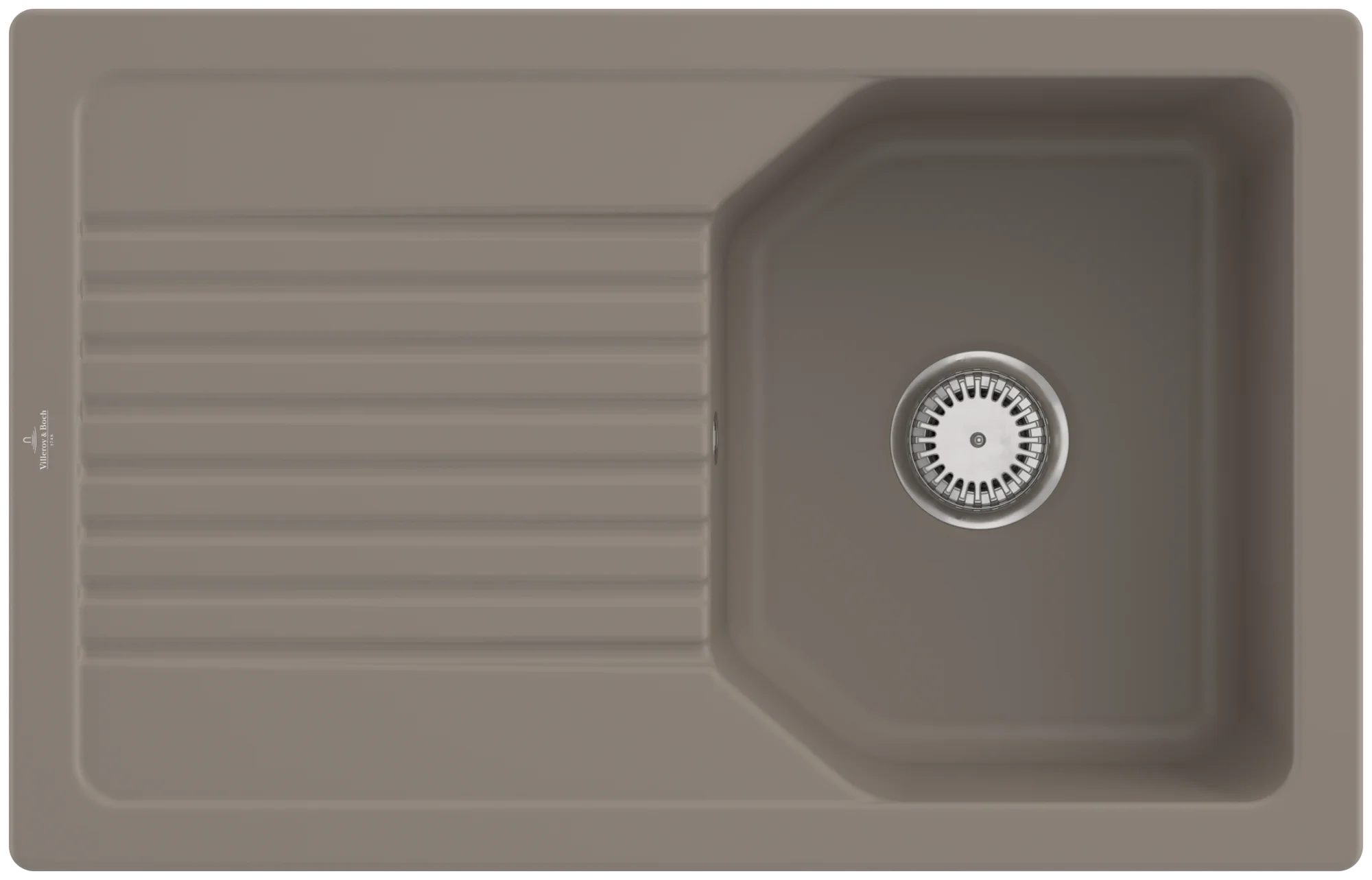 Villeroy & Boch Einbauspüle Linara 45, Timber CeramicPlus, 800x510 mm, 200 mm Höhe, Handbetätigung, Edelstahl-Körbchen und Ventilkelch
