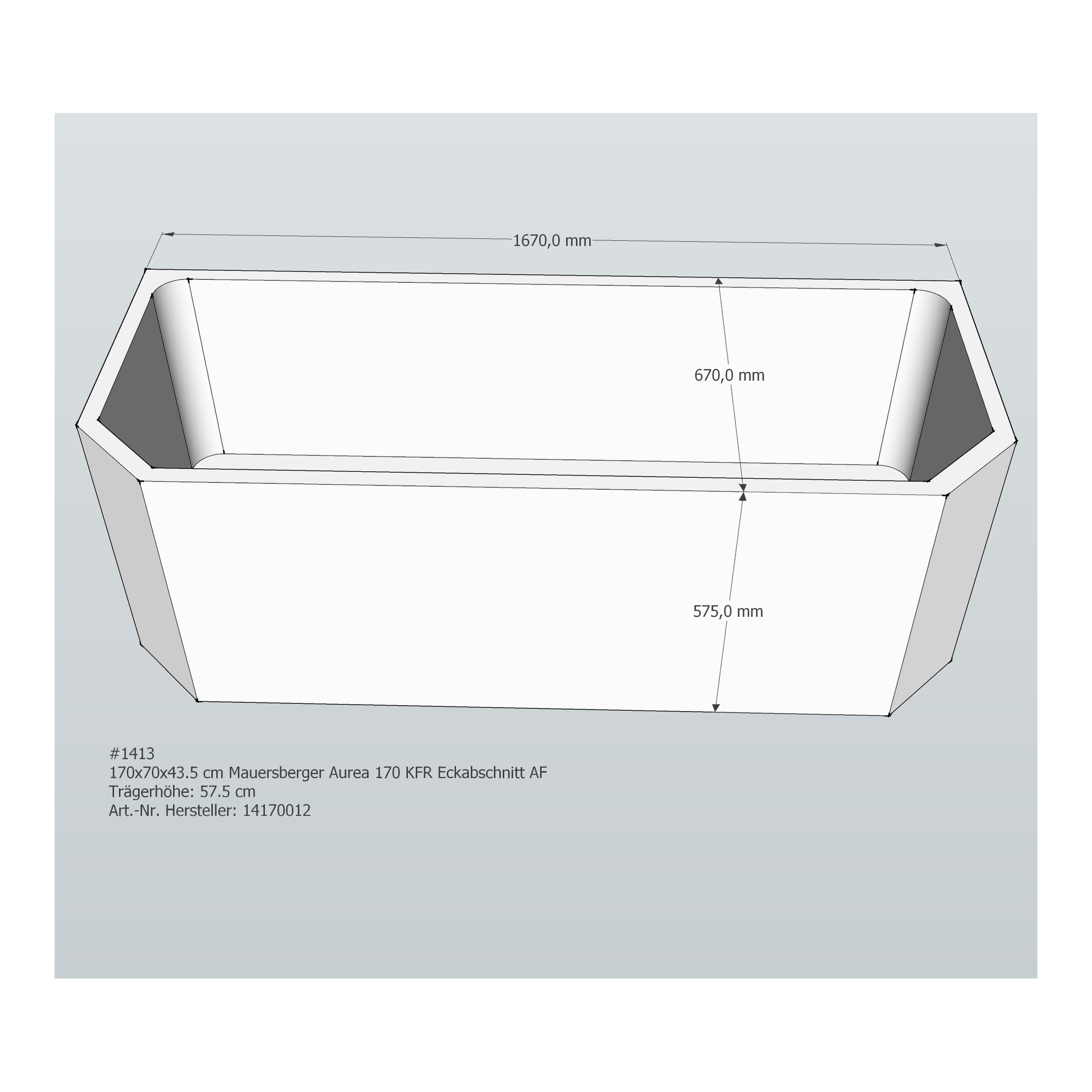 Badewannenträger für Mauersberger Aurea 170 KFR 170 × 70 × 43,5 cm Badewannenträger für Mauersberger Aurea 170 KFR 170 × 70 × 43,5 cm