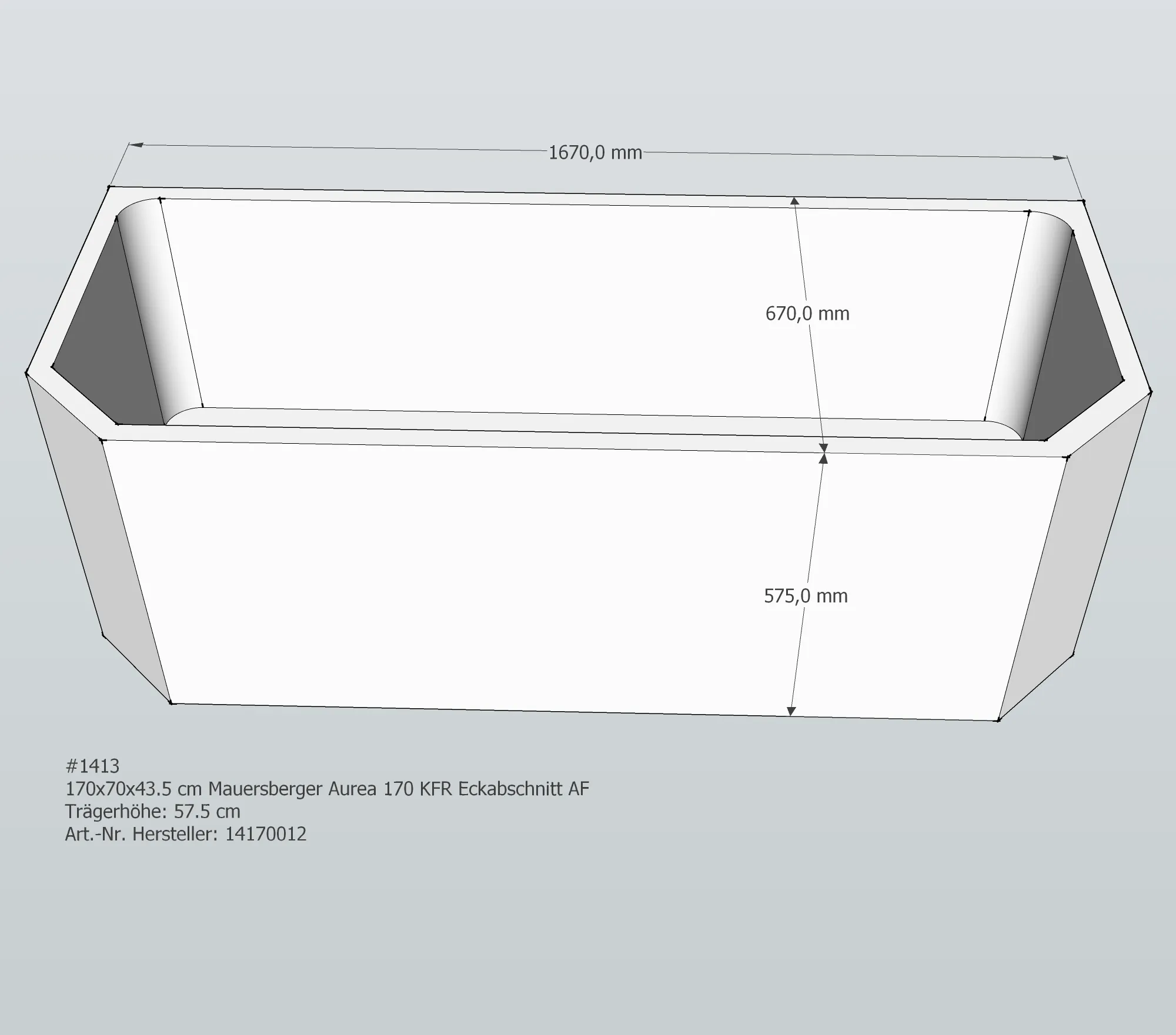 Badewannenträger für Mauersberger Aurea 170 KFR 170 × 70 × 43,5 cm