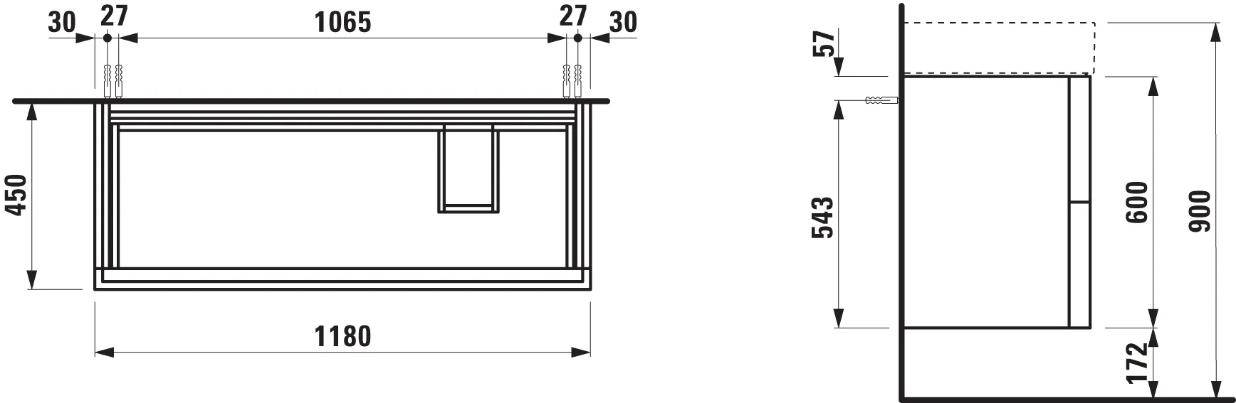 Laufen Waschtischunterbau „Kartell“ 450 × 600 × 1180 mm Ocker Laufen Waschtischunterbau „Kartell“ 450 × 600 × 1180 mm Ocker