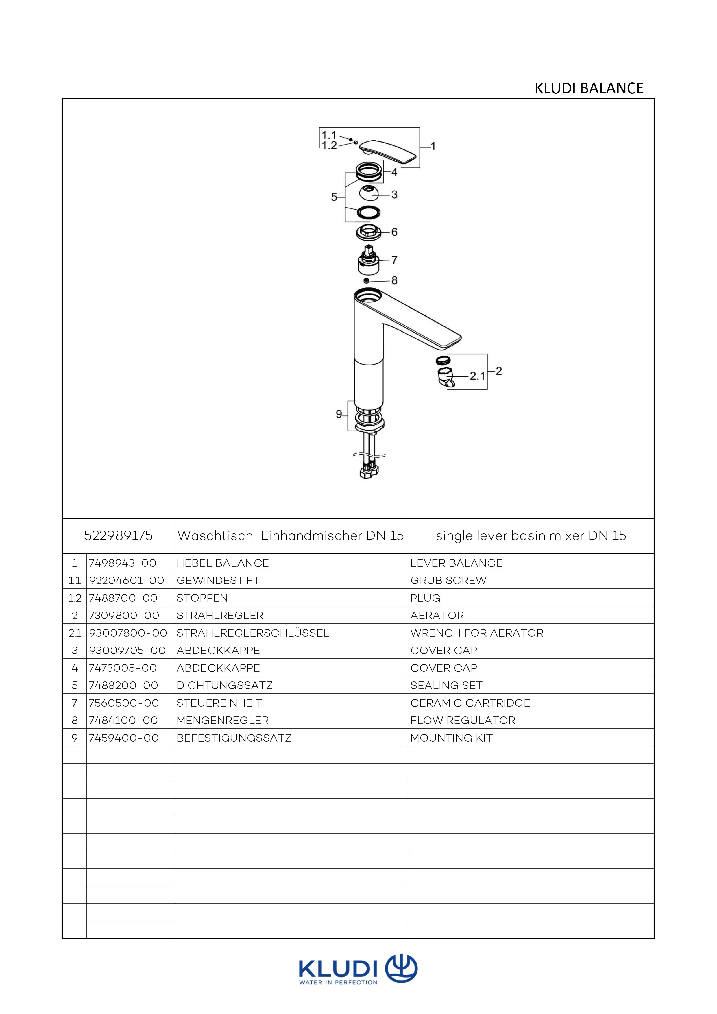 Kludi BALANCE Waschschüssel-Einhandmischer, weiß/chrom, Auslaufhöhe 272 mm, DN 15, 1-Loch-Montage, geschlossener Metallhebel, Keramik-Kartusche mit Heißwasserbegrenzung, Durchflussmenge 5 l/min bei 3 bar, fester Auslauf, Schnell-Montagesystem