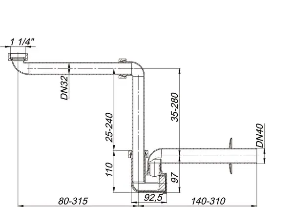 Waschtisch-Möbel-Siphon 137, DN 40