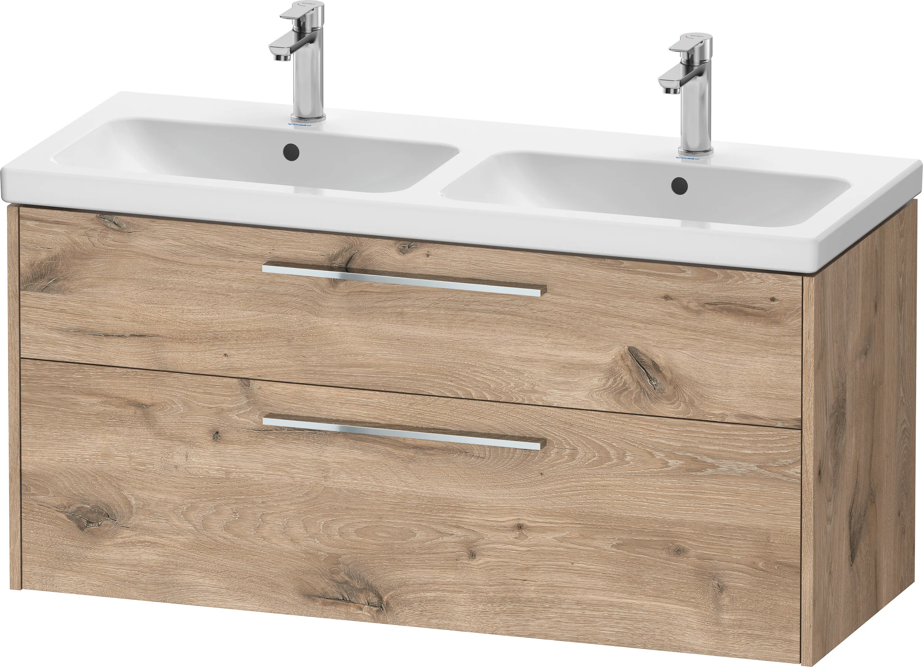 Duravit Waschtischunterschrank für Doppelwaschtisch Wandhängend „D-Code“ 118,4 × 55,5 × 46 cm in Eiche Marmoriert Duravit Waschtischunterschrank für Doppelwaschtisch Wandhängend „D-Code“ 118,4 × 55,5 × 46 cm in Eiche Marmoriert