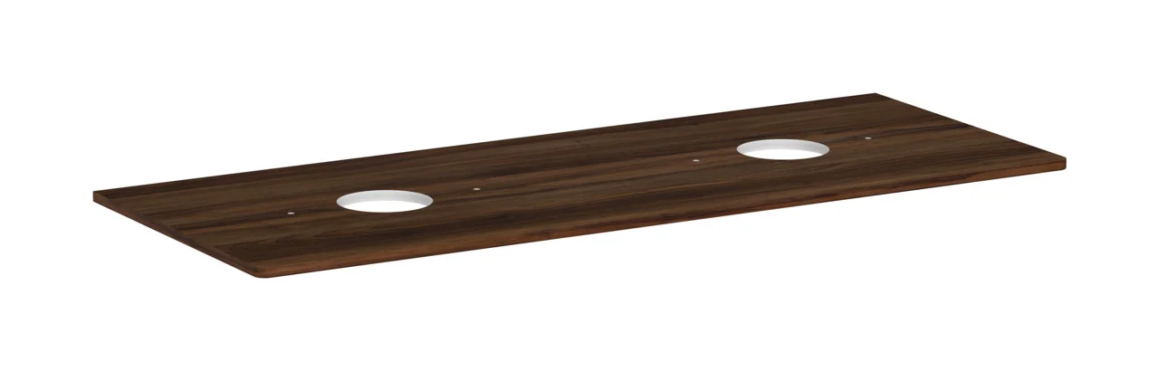 Hansgrohe Xelu Q Konsole, Nussbaum Dunkel, 1360x540 mm, 2 mittige Ausschnitte für Aufsatzwaschtisch ohne Hahnloch