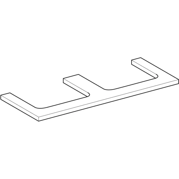 Geberit ONE Waschtischplatte greige matt, 119 x 3,2 x 47,3 cm, Ausschnitt links/rechts für Aufsatzwaschtisch rechteckig