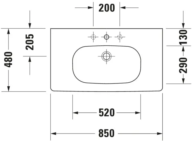 Waschtisch „D-Code“, Form rechteckig 85 × 48,5 cm