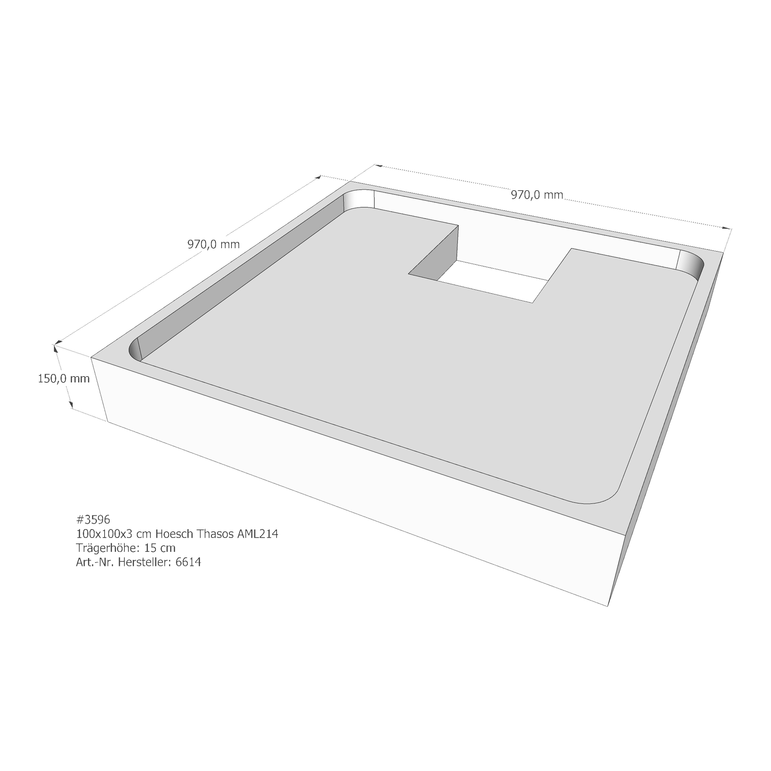 Duschwannenträger für Hoesch Thasos 100 × 100 × 3 cm