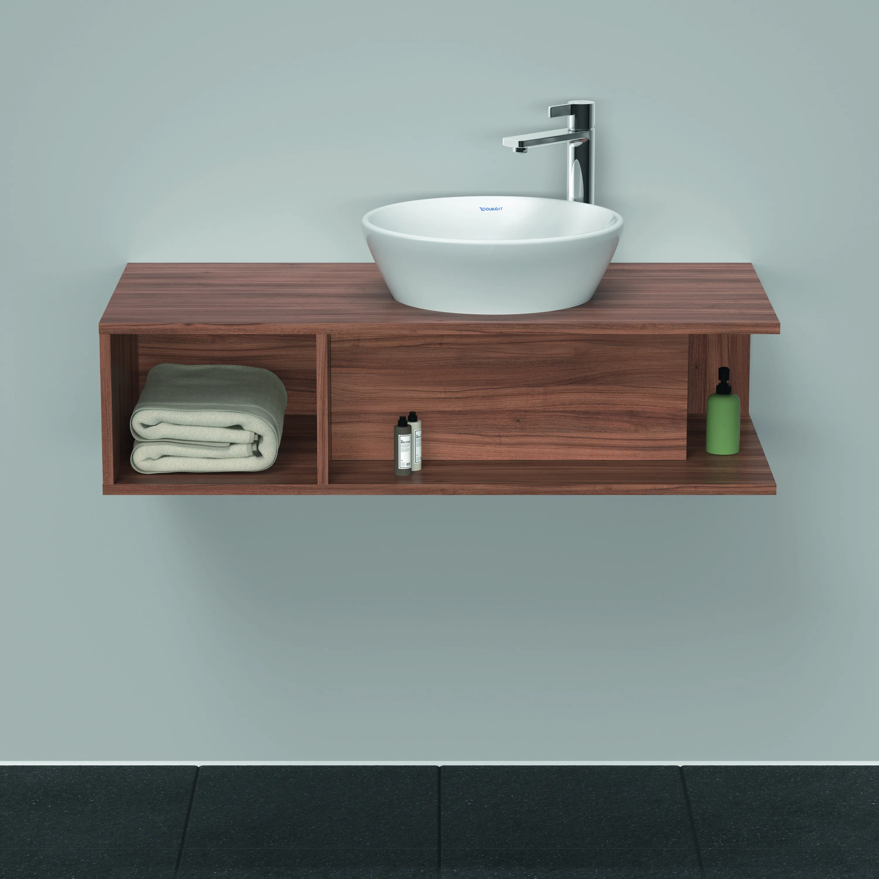 Duravit Waschtischunterschrank wandhängend „D-Neo“ 100 × 26 × 48 cm Nussbaum Natur