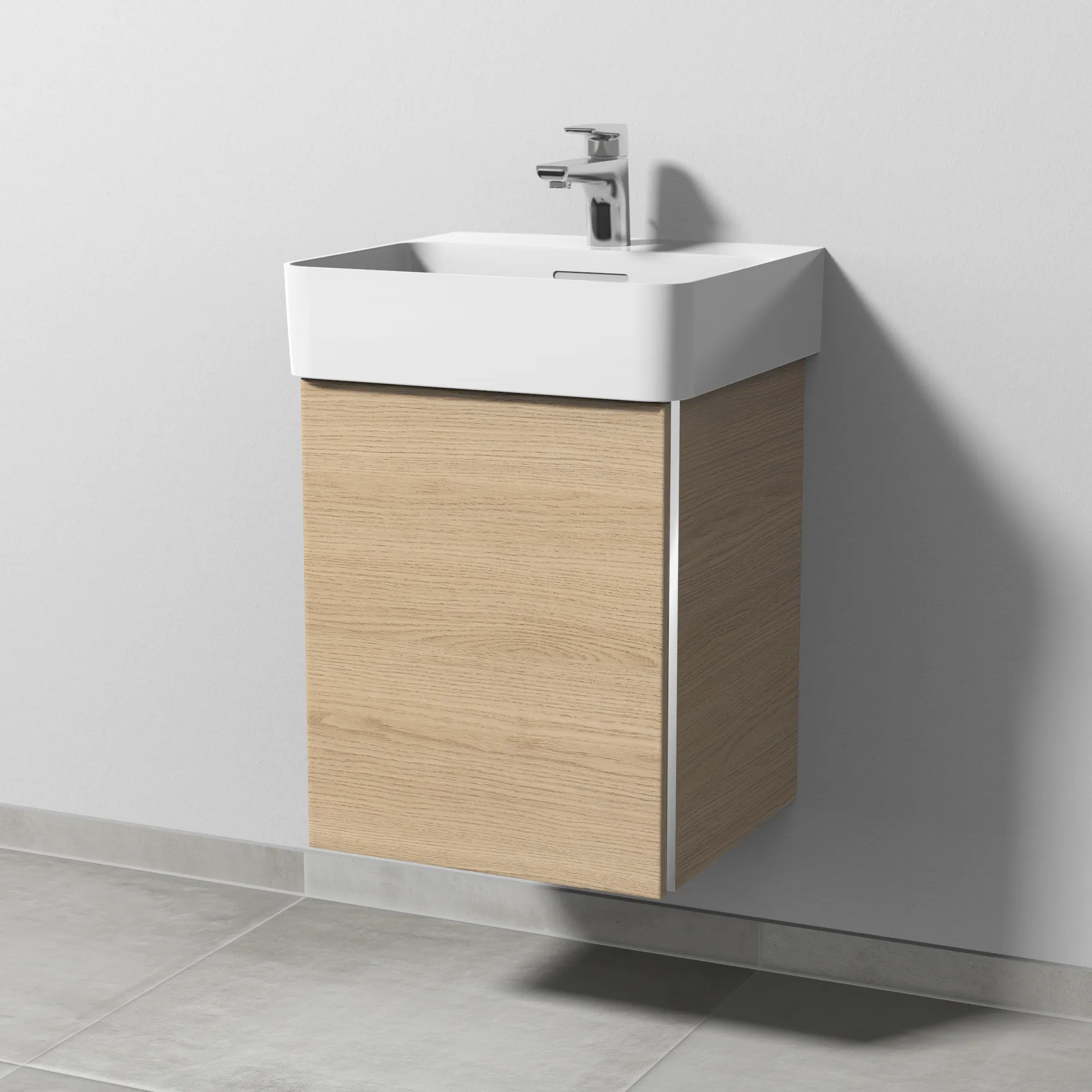 Sanipa Waschtischunterschrank „3way“ 410 × 520 × 397 mm in Eiche Nordic, Anschlag links Sanipa Waschtischunterschrank „3way“ 410 × 520 × 397 mm in Eiche Nordic, Anschlag links