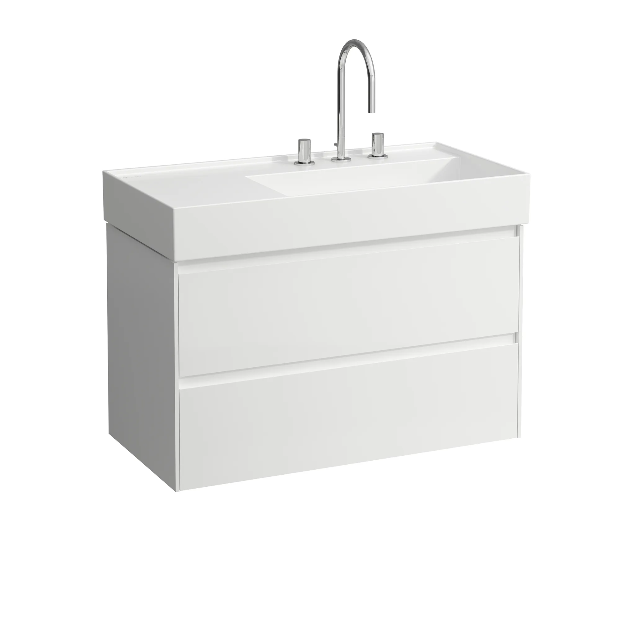Waschtischunterbau LANI 448x882x515 mit 2 Schubladen integrierter Griffleiste Vollauszug und Soft-Close für Waschtisch Kartell • H810339 weiß matt Waschtischunterbau LANI 448x882x515 mit 2 Schubladen integrierter Griffleiste Vollauszug und Soft-Close für Waschtisch Kartell • H810339 weiß matt