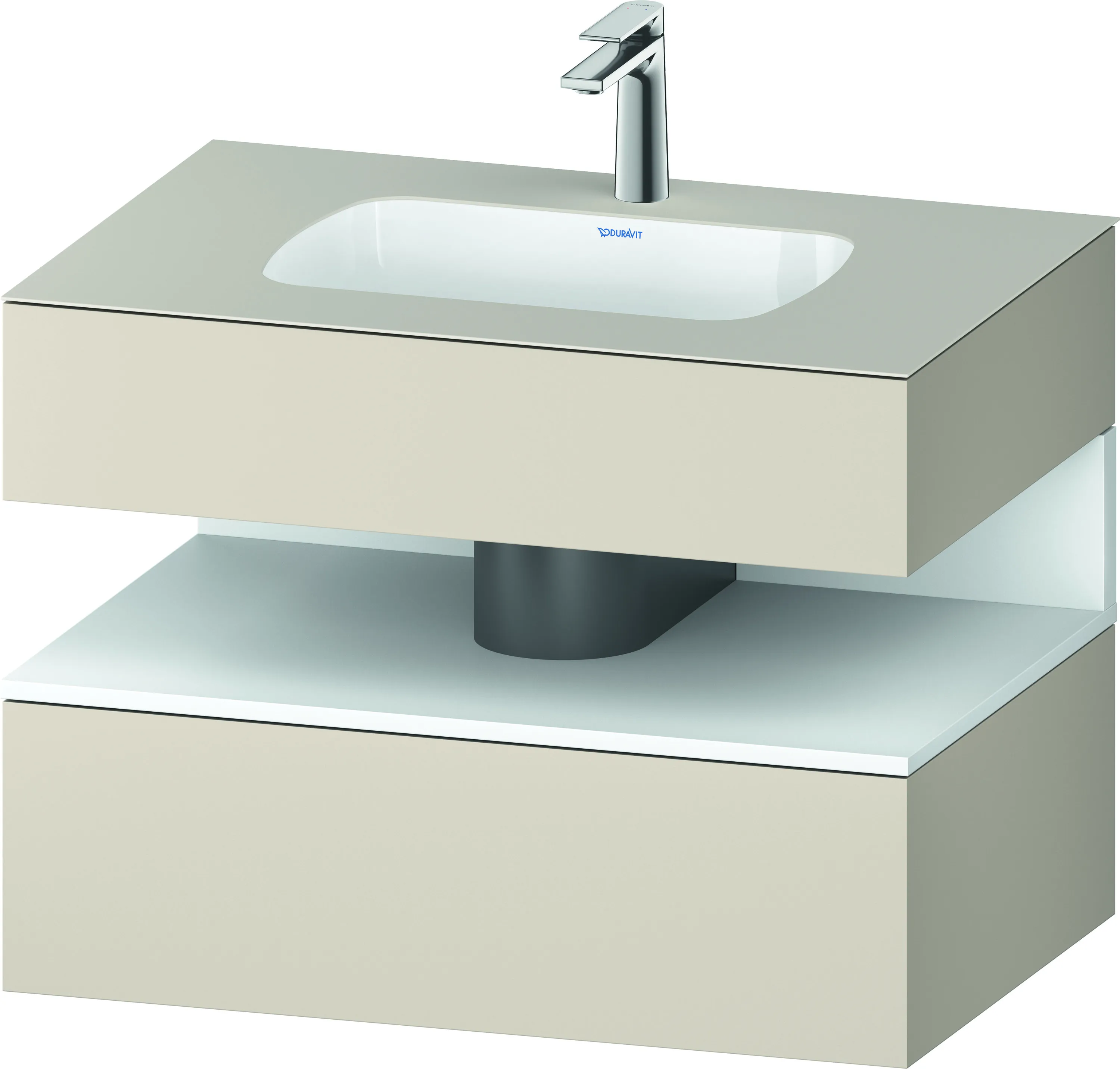 Einbauwaschtisch mit Konsolenwaschtischunterbau „Qatego“ 80 × 55 × 60 cm, ohne Beleuchtung