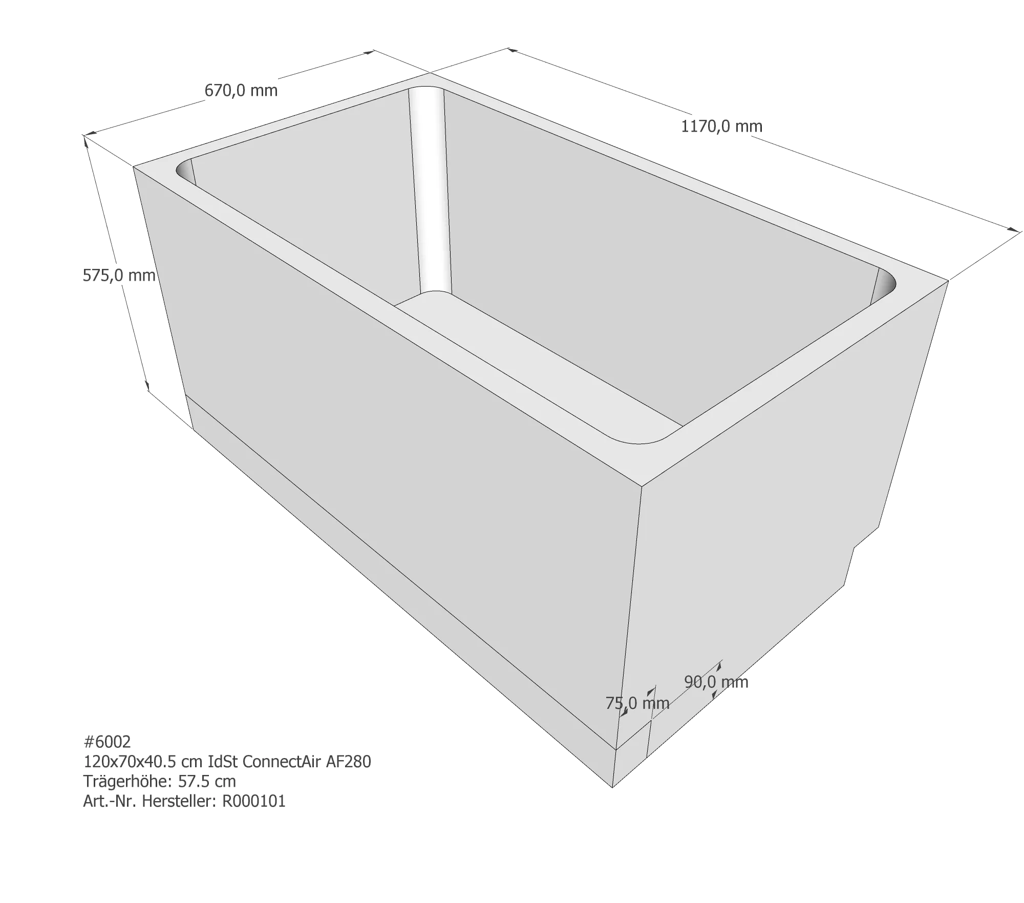 Badewannenträger passend für Ideal Standard Connect-Air 120 × 70 × 40,5 cm Badewannenträger passend für Ideal Standard Connect-Air 120 × 70 × 40,5 cm