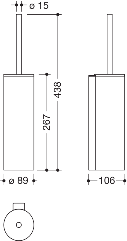 HEWI Toilettenbürstengarnitur „System 900“ 8,9 × 44 cm in Schwarz tiefmatt