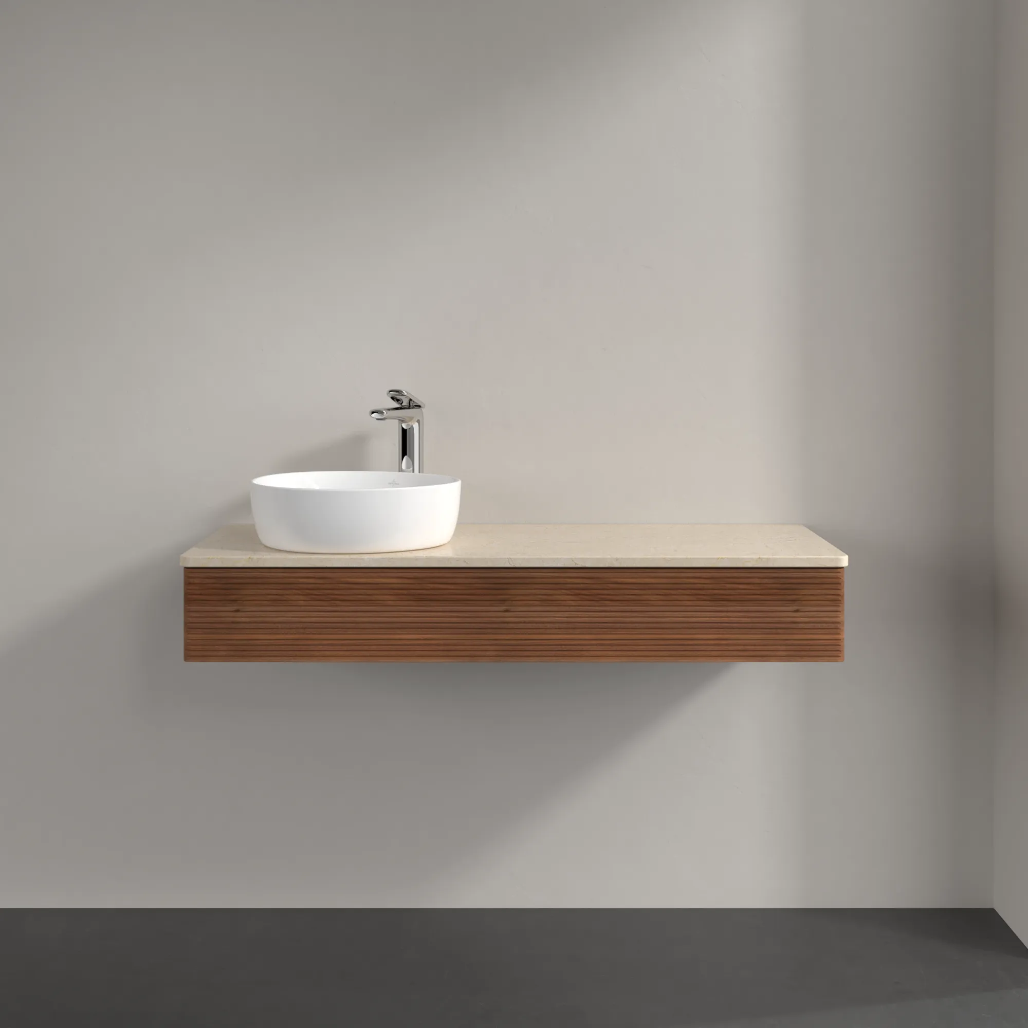 Villeroy & Boch Waschtischunterschrank „Antao“ 1200 × 190 × 500 mm Warm Walnut, für Becken links, ohne Beleuchtung Villeroy & Boch Waschtischunterschrank „Antao“ 1200 × 190 × 500 mm Warm Walnut, für Becken links, ohne Beleuchtung