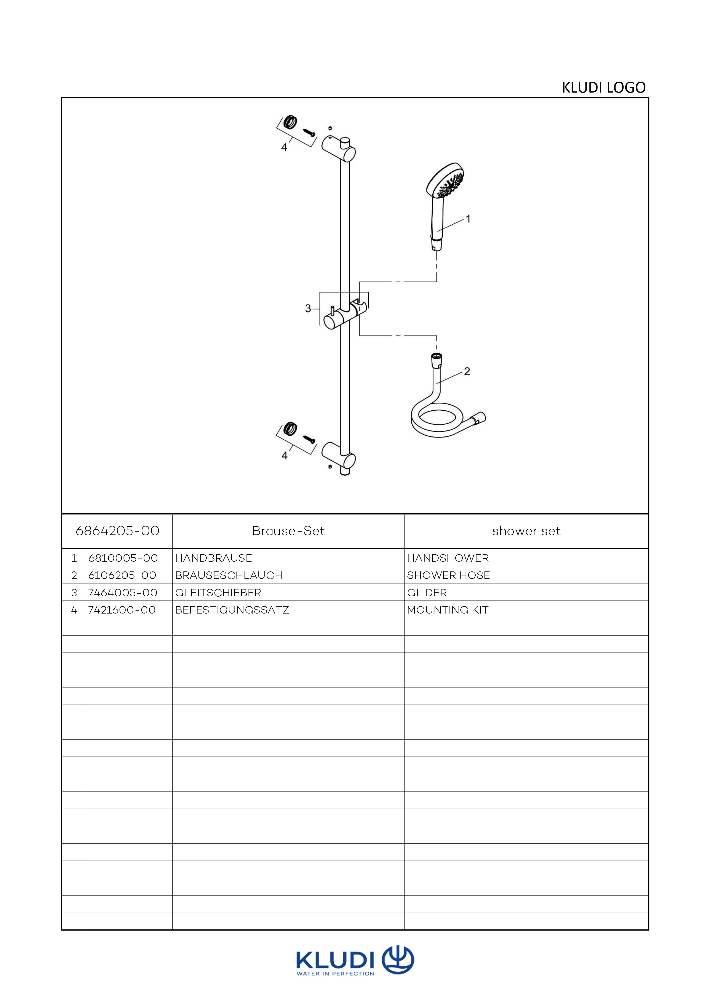 LOGO 1S Brause-Set mit Metallwandstange 955MM chrom