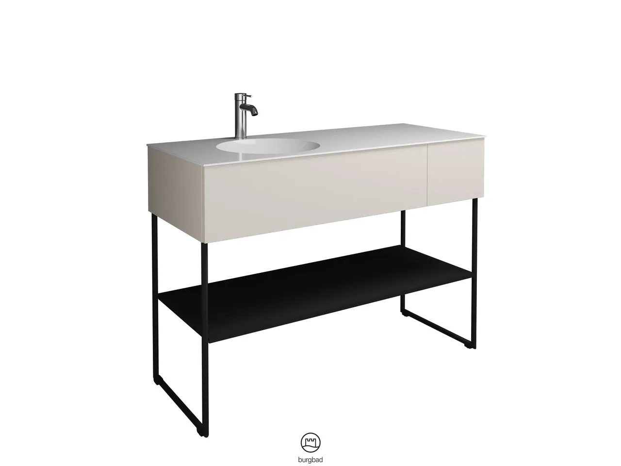 burgbad Coco Mineralguss-Waschtisch inkl. Waschtischunterschrank, Schwarz Seidenglanz burgbad Coco Mineralguss-Waschtisch inkl. Waschtischunterschrank, Schwarz Seidenglanz