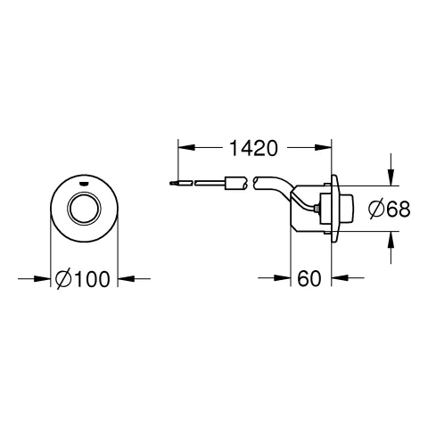 Pneumatik-Betätigung 37060, Druckknopfbetätigung mit Rosette Ø 100 mm, ohne Abdeckplatte, chrom Pneumatik-Betätigung 37060, Druckknopfbetätigung mit Rosette Ø 100 mm, ohne Abdeckplatte, chrom