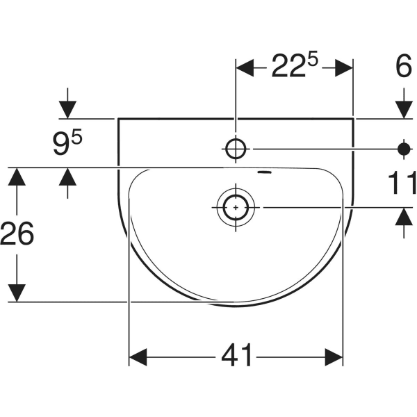 Wandwaschtisch „Renova“, mit Überlauf, Hahnlochposition mittig 45 × 36 cm in weiß alpin Wandwaschtisch „Renova“, mit Überlauf, Hahnlochposition mittig 45 × 36 cm in weiß alpin