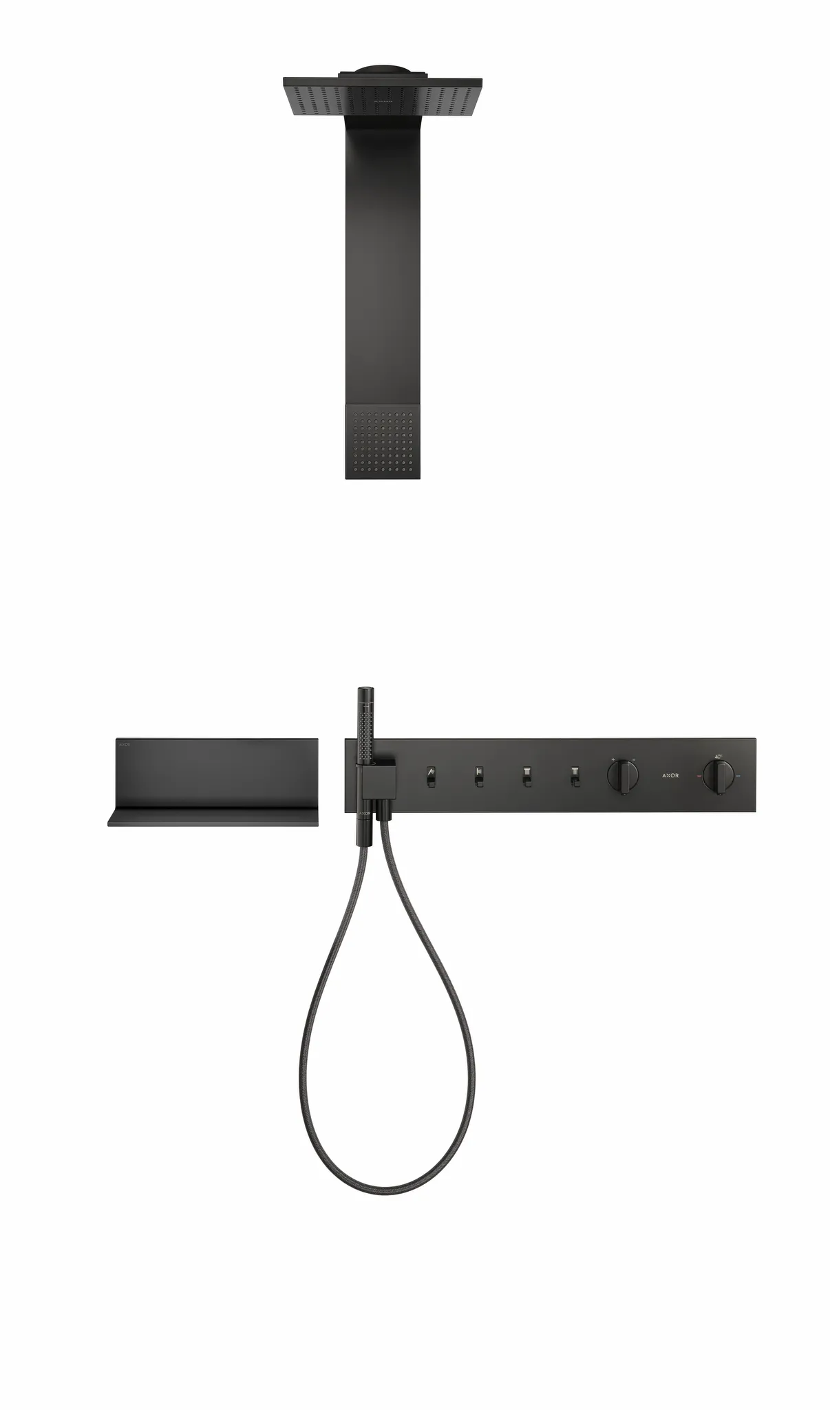 Hansgrohe AXOR ShowerComposition Brausenmodul 250⁄250 2jet mit Schulterbrause, Mattschwarz