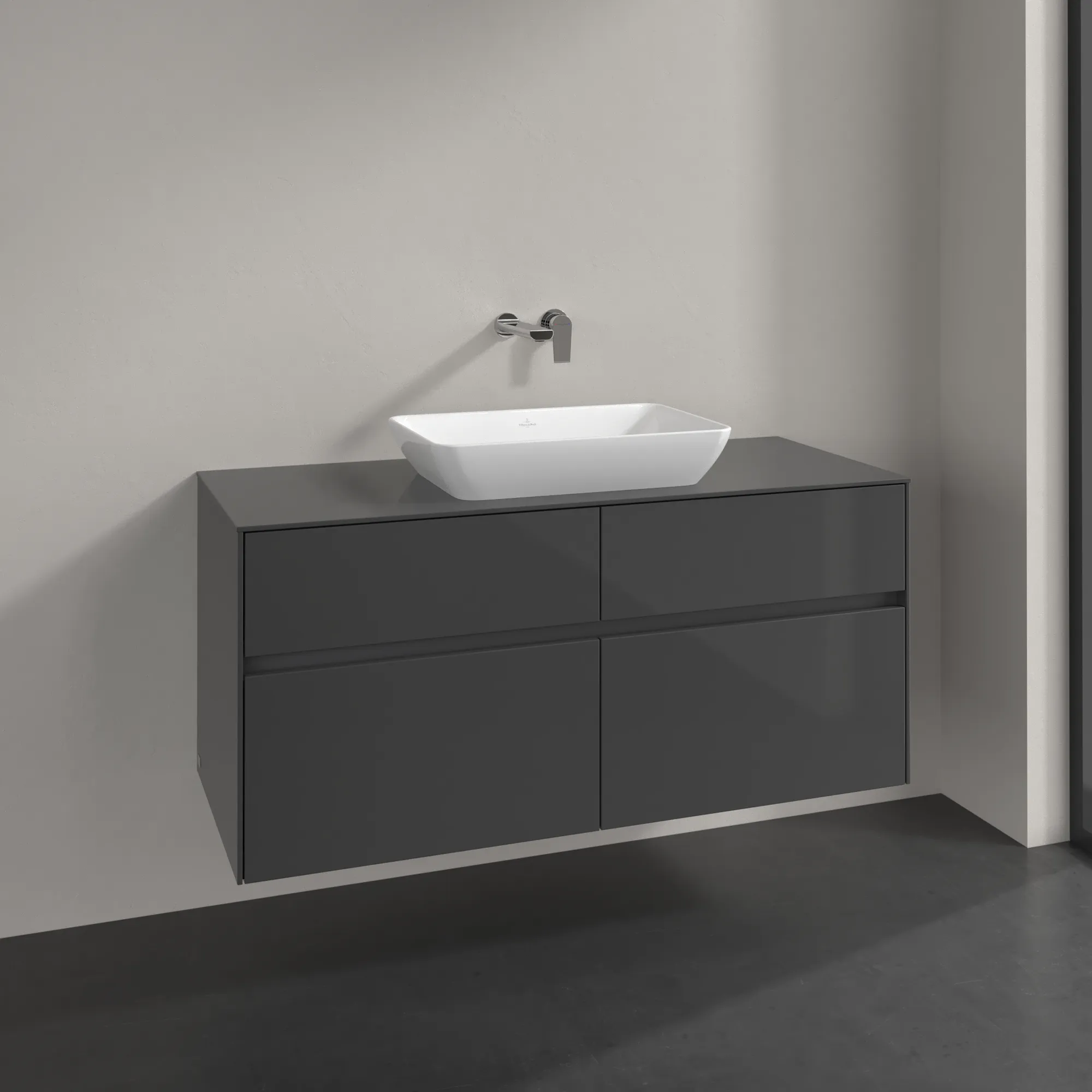 Villeroy & Boch Collaro Waschbeckenunterschrank C11200, 1200 x 548 x 500 mm, Glossy Grey