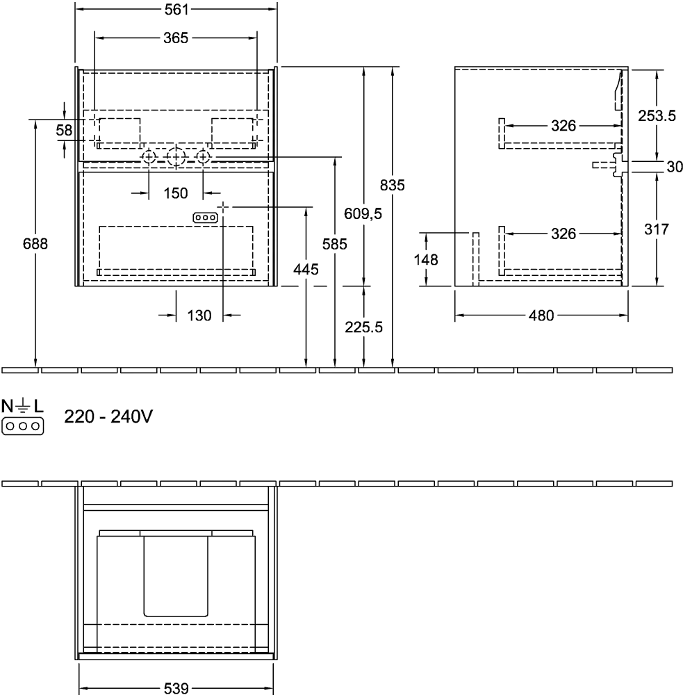 Villeroy & Boch Waschtischunterschrank „Collaro“ 561 × 610 × 480 mm Marine Blue, ohne Beleuchtung, für Becken mittig Villeroy & Boch Waschtischunterschrank „Collaro“ 561 × 610 × 480 mm Marine Blue, ohne Beleuchtung, für Becken mittig