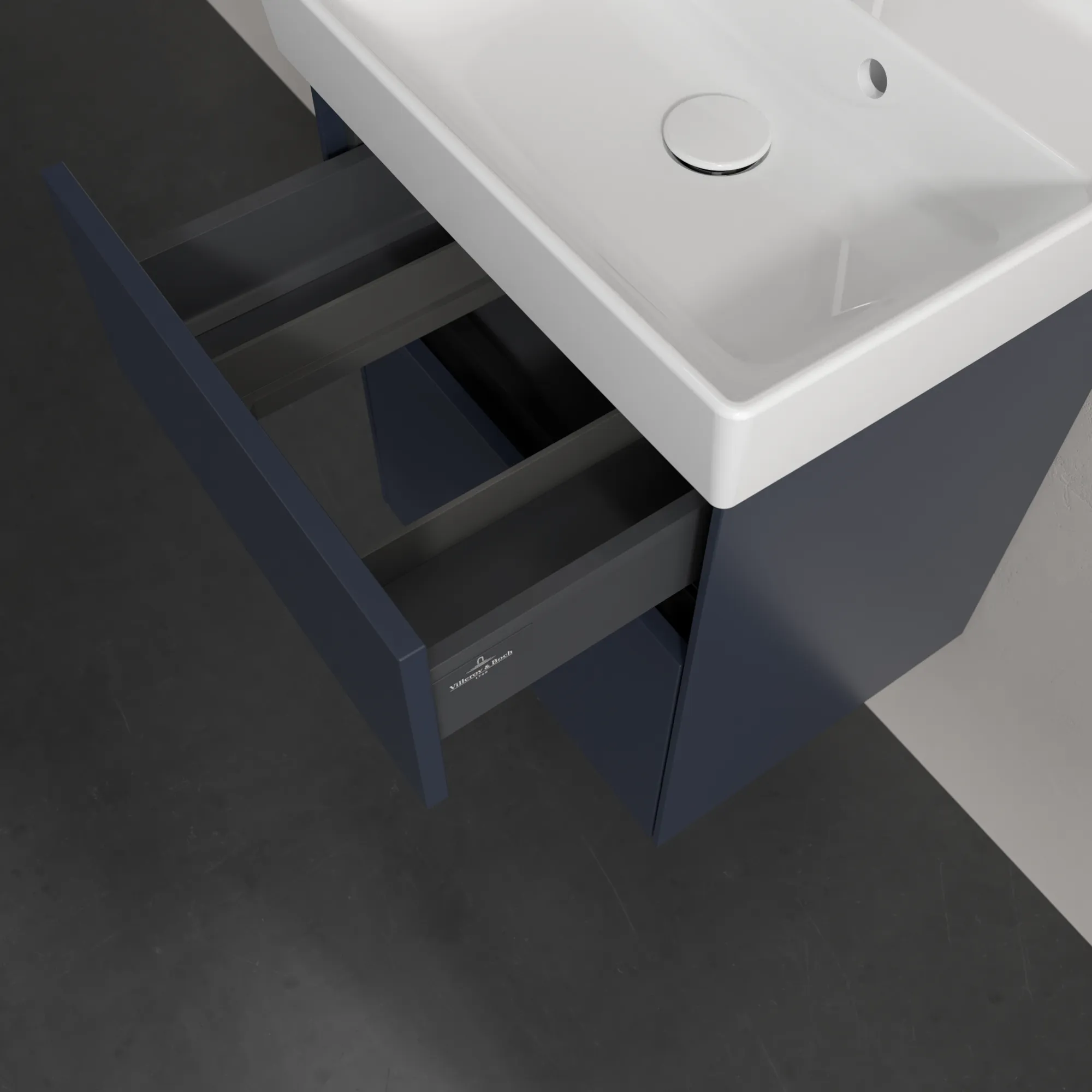 Villeroy & Boch Waschbeckenunterschrank Collaro C00600 Marine Blue, 460x374 mm, Höhe 546 mm, mit SoftClosing und integrierten Aluminiumgriffen
