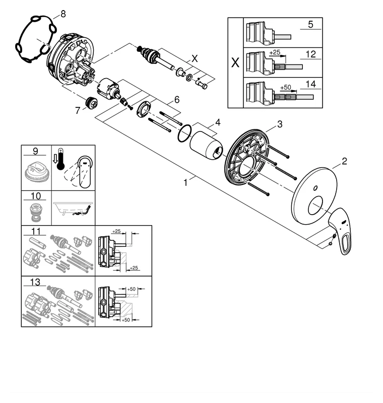 Einhand-Wannenbatterie Eurostyle 24049_3, Fertigmontageset für Rapido SmartBox, Hebel offen, chrom