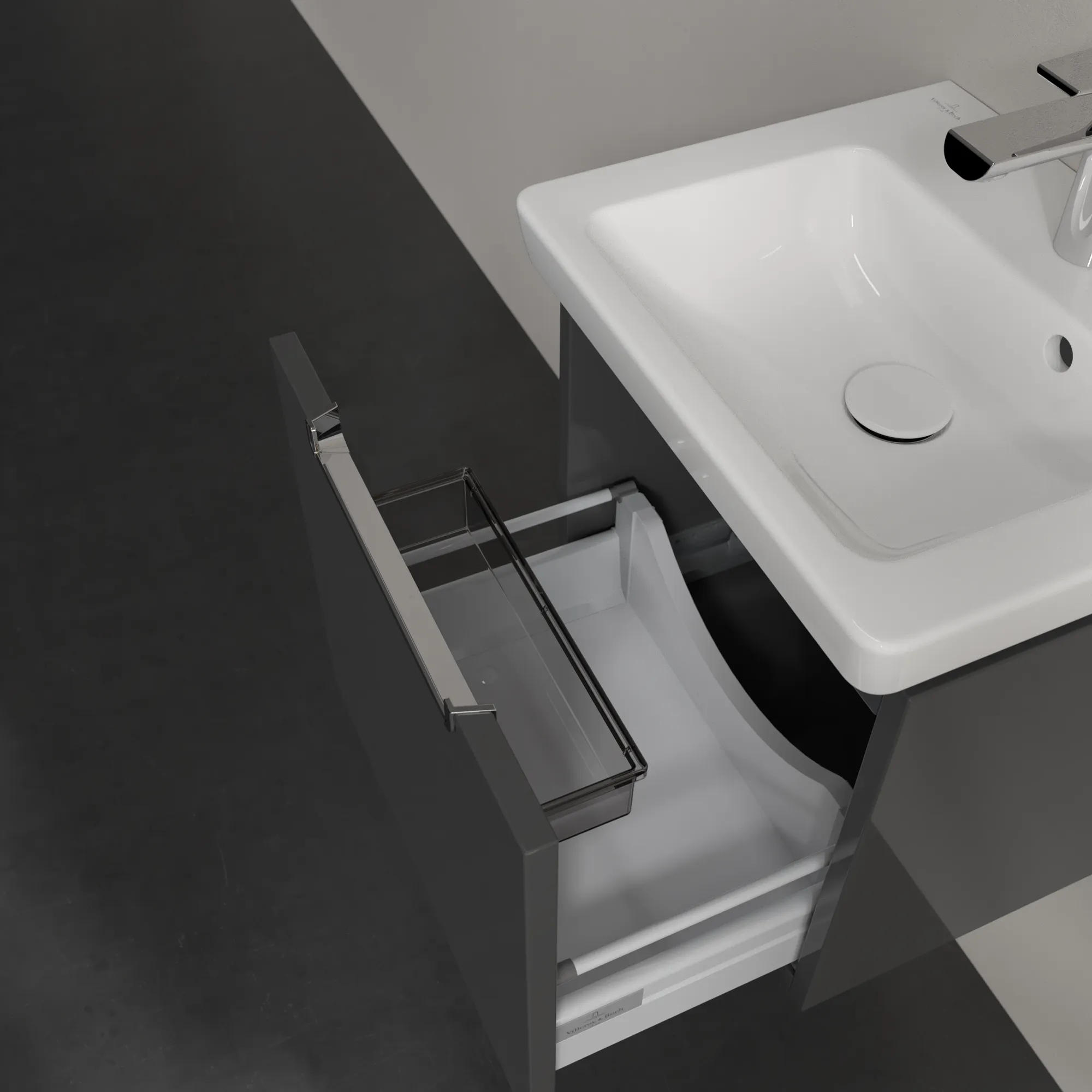 Villeroy & Boch Subway 2.0 Waschbeckenunterschrank A68410, Glossy Grey, 440x420x352mm
