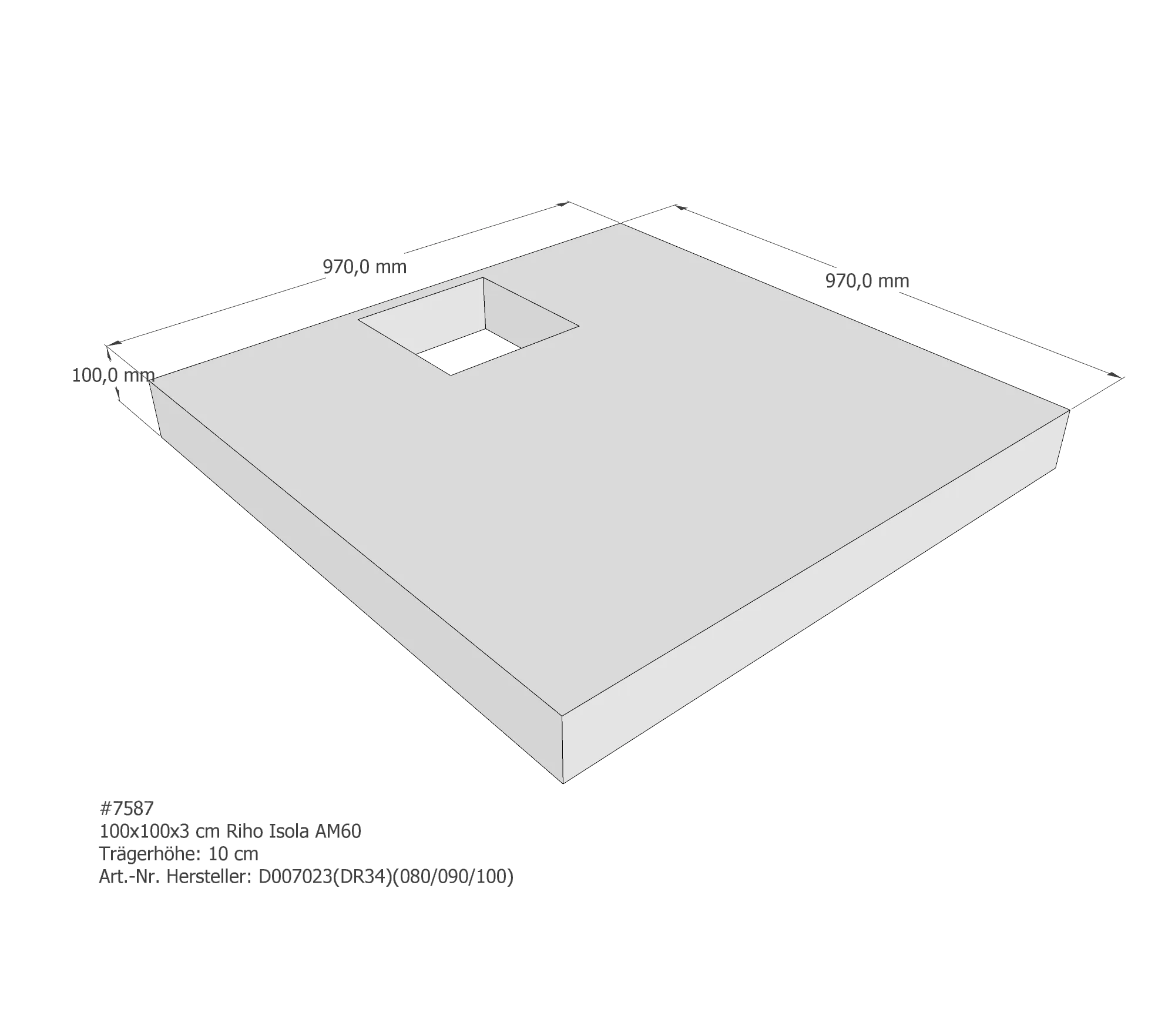 Duschwannenträger passend für Riho Isola 100 × 100 × 3 cm