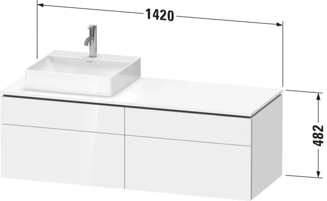 Duravit Waschtischunterschrank wandhängend „L-Cube“ 142 × 48,2 × 55 cm, rechts