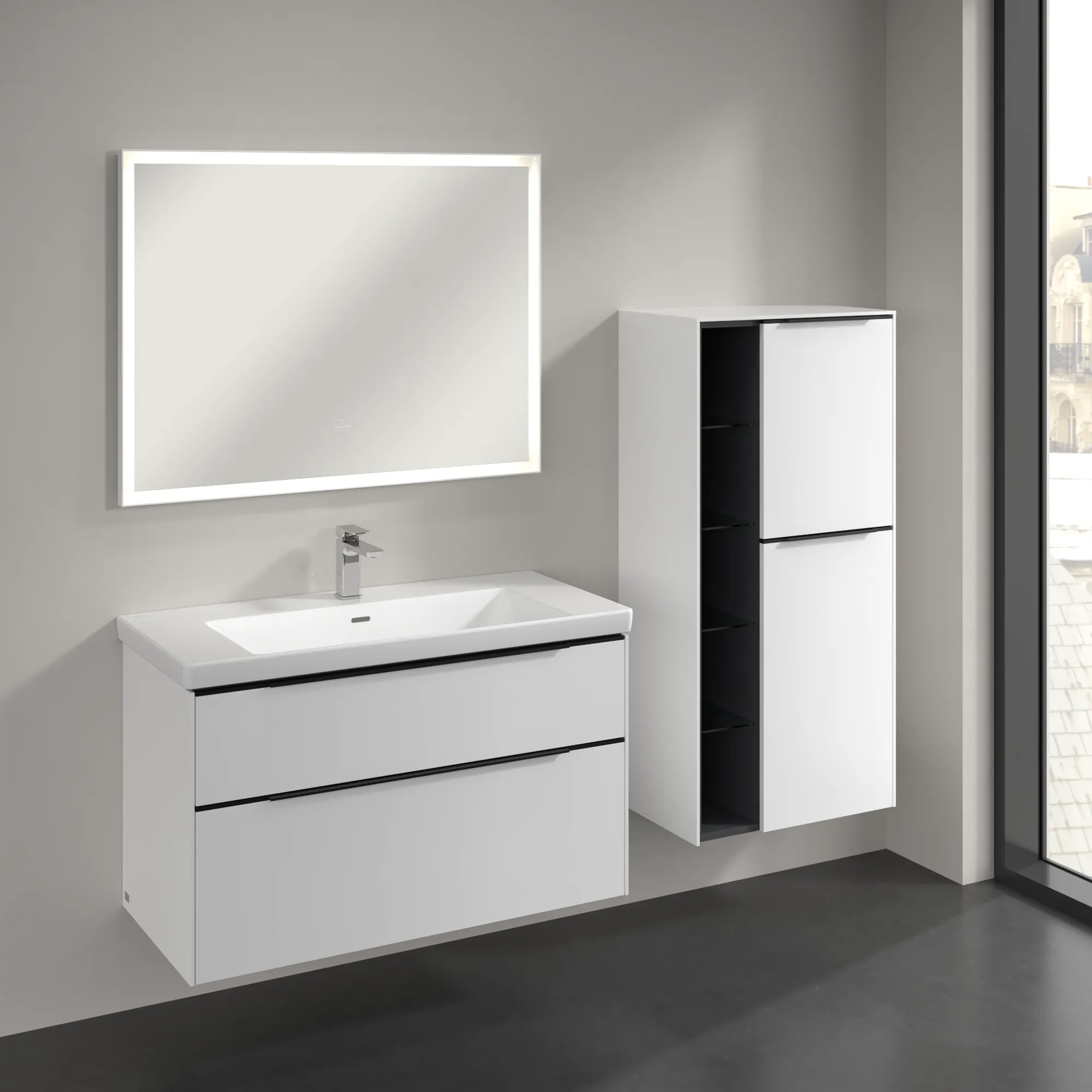 Villeroy & Boch Mittelschrank „Subway 3.0“ 57,4 × 120 × 36,2 × 36,2 cm 2 Türen, Anschlag (Scharnier) rechts, 2 Türen, Anschlag rechts