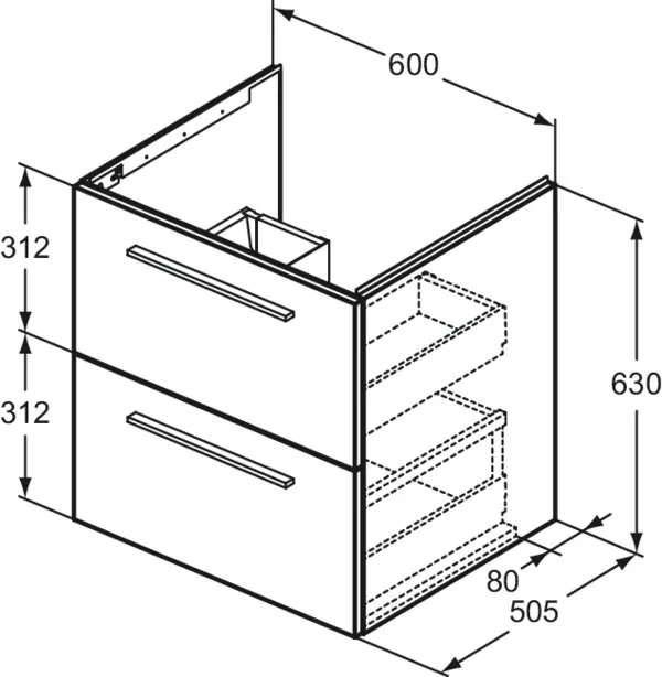 Ideal Standard Waschtischunterschrank „i.lifeB“ 60 × 63 × 50,5 cm Weiß matt Ideal Standard Waschtischunterschrank „i.lifeB“ 60 × 63 × 50,5 cm Weiß matt