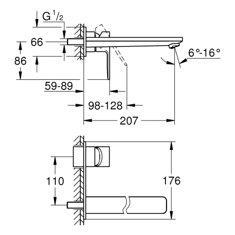 Grohe Lineare 2-Loch-Waschtischbatterie Wandmontage supersteel Grohe Lineare 2-Loch-Waschtischbatterie Wandmontage supersteel