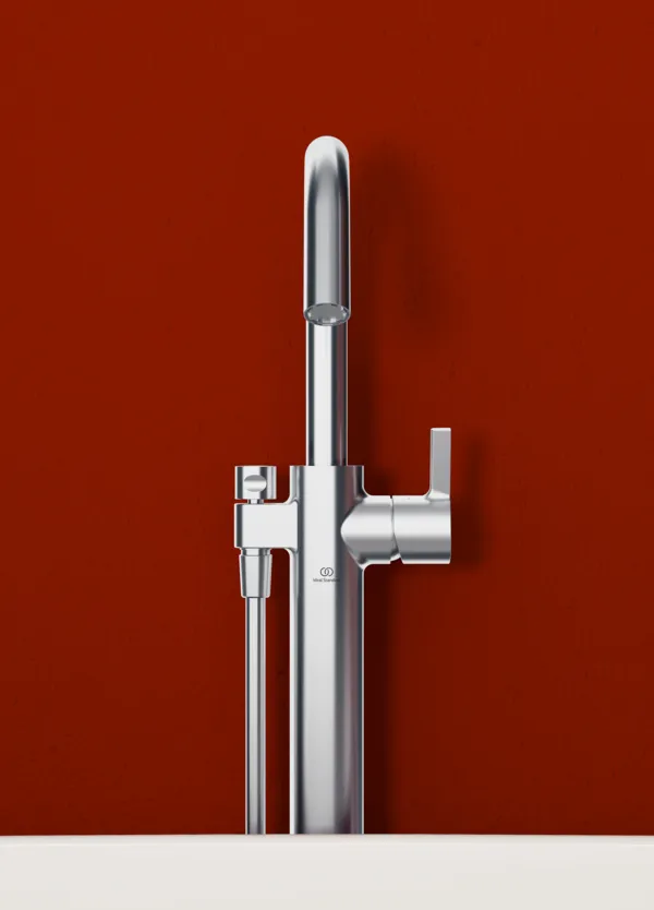 freistehende Badewannenarmatur Joy mit Stick-Handbrause Ausladung 190mm Brushed Gold freistehende Badewannenarmatur Joy mit Stick-Handbrause Ausladung 190mm Brushed Gold