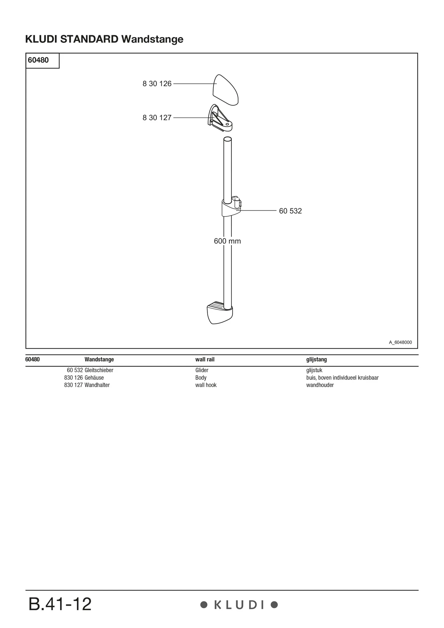 Kludi STANDARD Wandstange L 600mm chrom – Messing/Kunststoff, runde Stange mit Gelenkstück, für Kludi Handbrausen Kludi STANDARD Wandstange L 600mm chrom – Messing/Kunststoff, runde Stange mit Gelenkstück, für Kludi Handbrausen