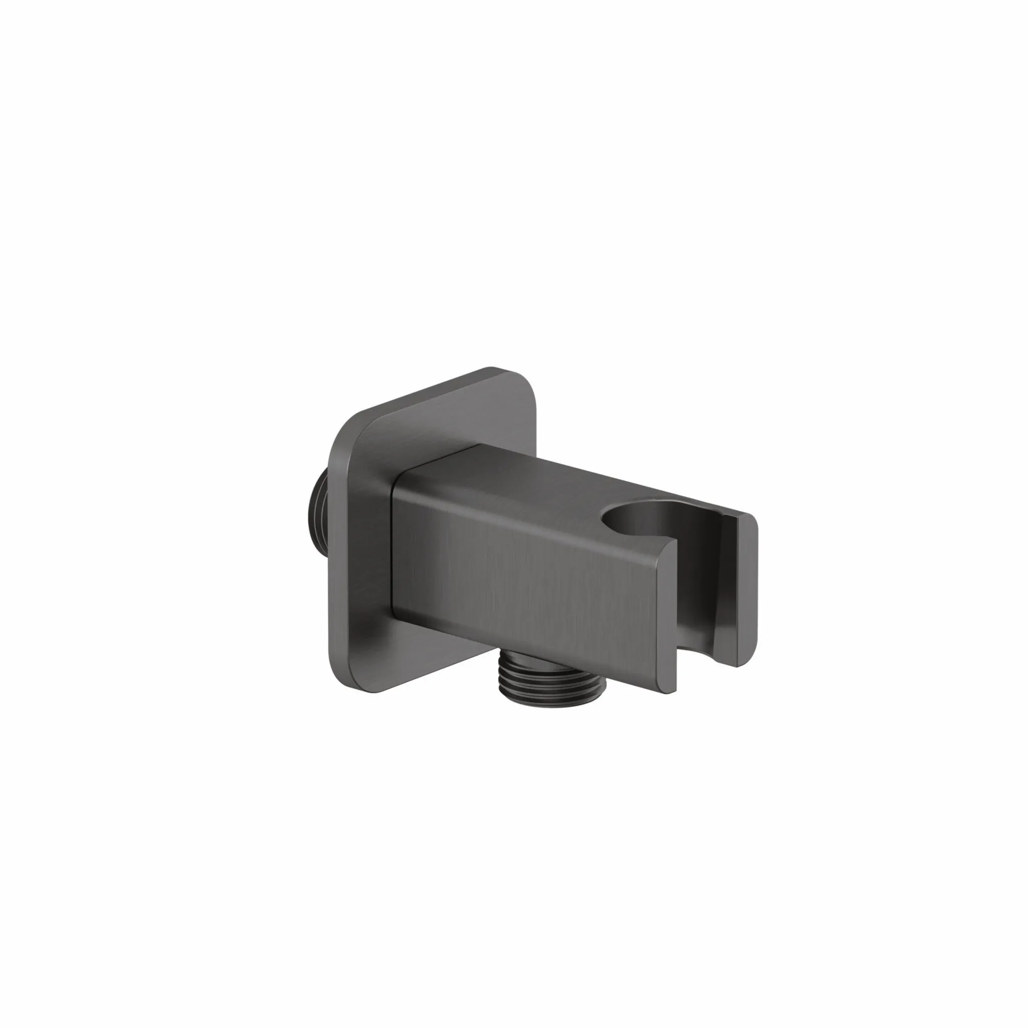 Kludi A-QA Wandanschlussbogen mit Brausehalter, Brushed Gunmetal PVD, softedge, DN 15, Ausladung 48 mm Kludi A-QA Wandanschlussbogen mit Brausehalter, Brushed Gunmetal PVD, softedge, DN 15, Ausladung 48 mm