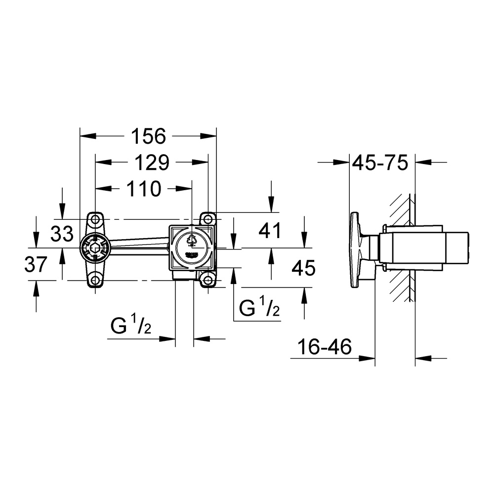 Grohe Einhand Unterputz-Universal-Einbaukörper 23200, DN 15, 2-Loch-Waschtischbatterien, Wandeinbau, Grohe SilkMove 35 mm Keramikkartusche Grohe Einhand Unterputz-Universal-Einbaukörper 23200, DN 15, 2-Loch-Waschtischbatterien, Wandeinbau, Grohe SilkMove 35 mm Keramikkartusche