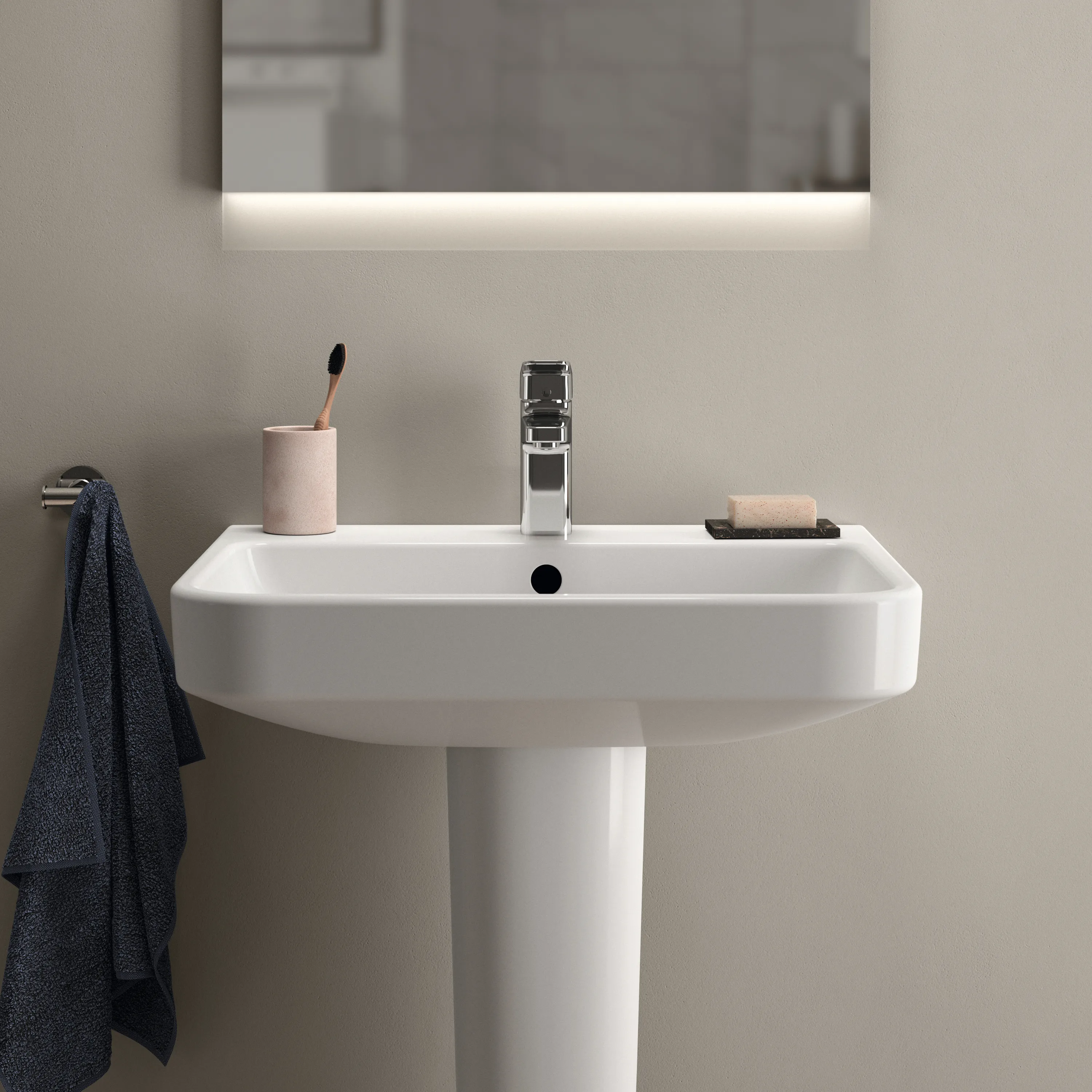 Waschbecken „i.lifeB“ 60 × 48 × 18 cm, Hahnlochposition mittig