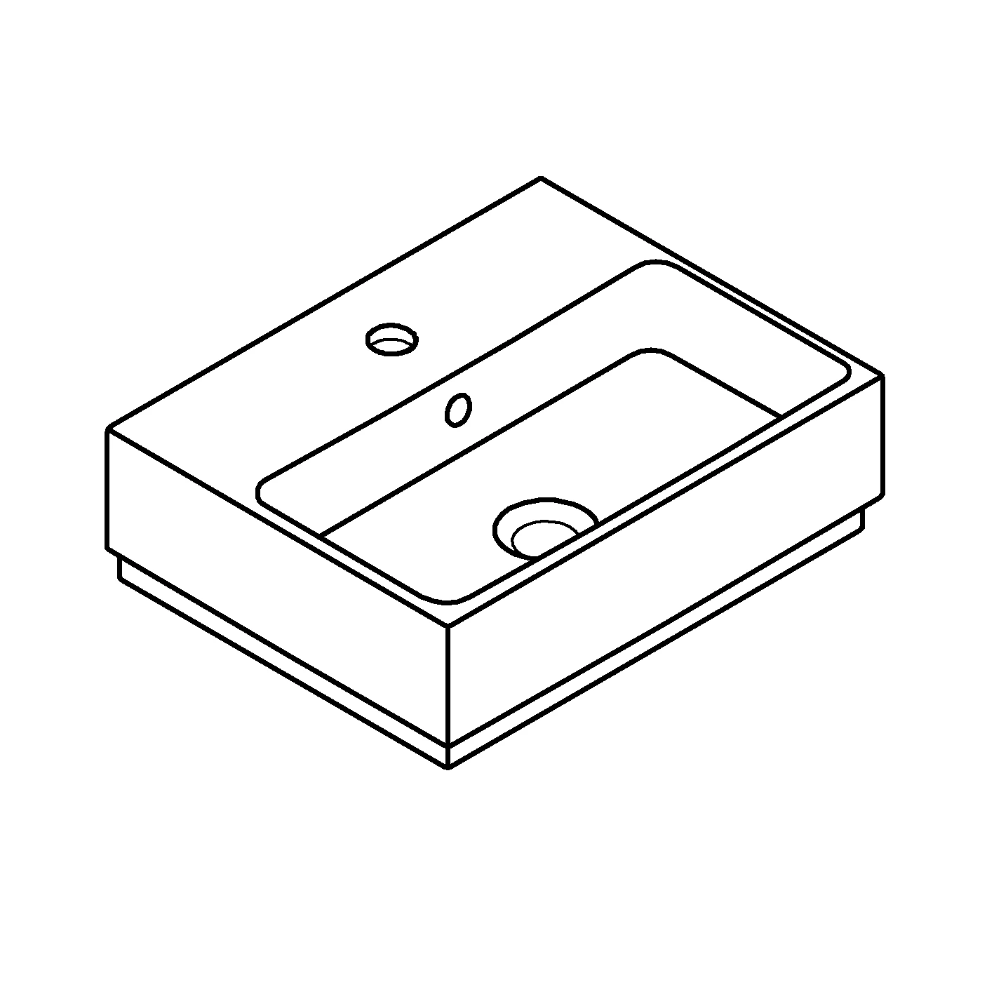 Handwaschbecken Cube Keramik 39483_H, wandhängend, 455 x 350 mm, 1 Hahnloch, mit Überlauf, PureGuard Hygieneoberfläche, aus Sanitärkeramik, alpinweiß