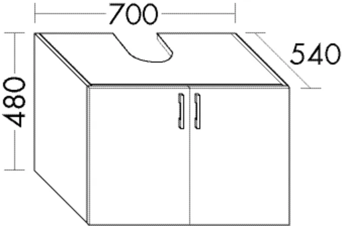 Waschtischunterschrank Sys30 von burgbad - 700 mm breit, 480 mm hoch, 540 mm tief, 2 Türen, inkl. Metallkonsole