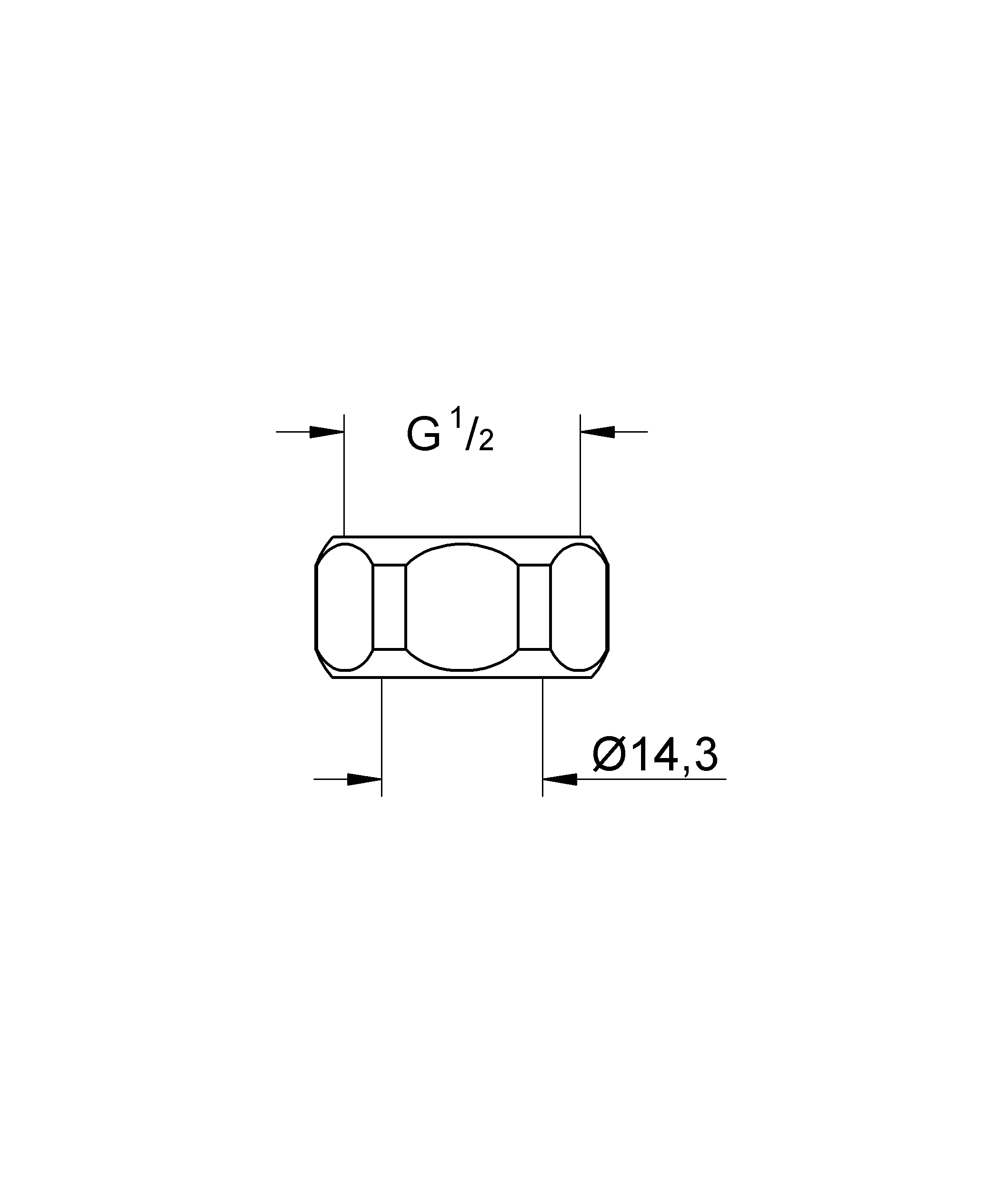 Überwurfmutter 12902, 1/2'' x Ø14,5, 2 Stück, chrom
