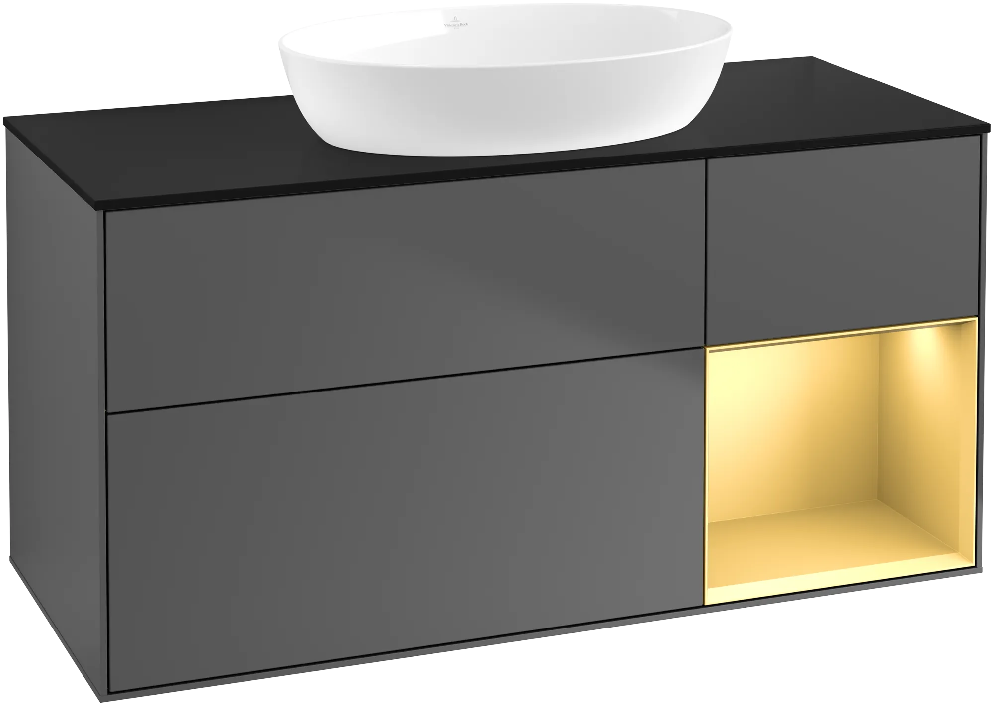 Villeroy & Boch Finion Waschbeckenunterschrank GA7 1200x603x501mm Anthrazit matt/Lack gold