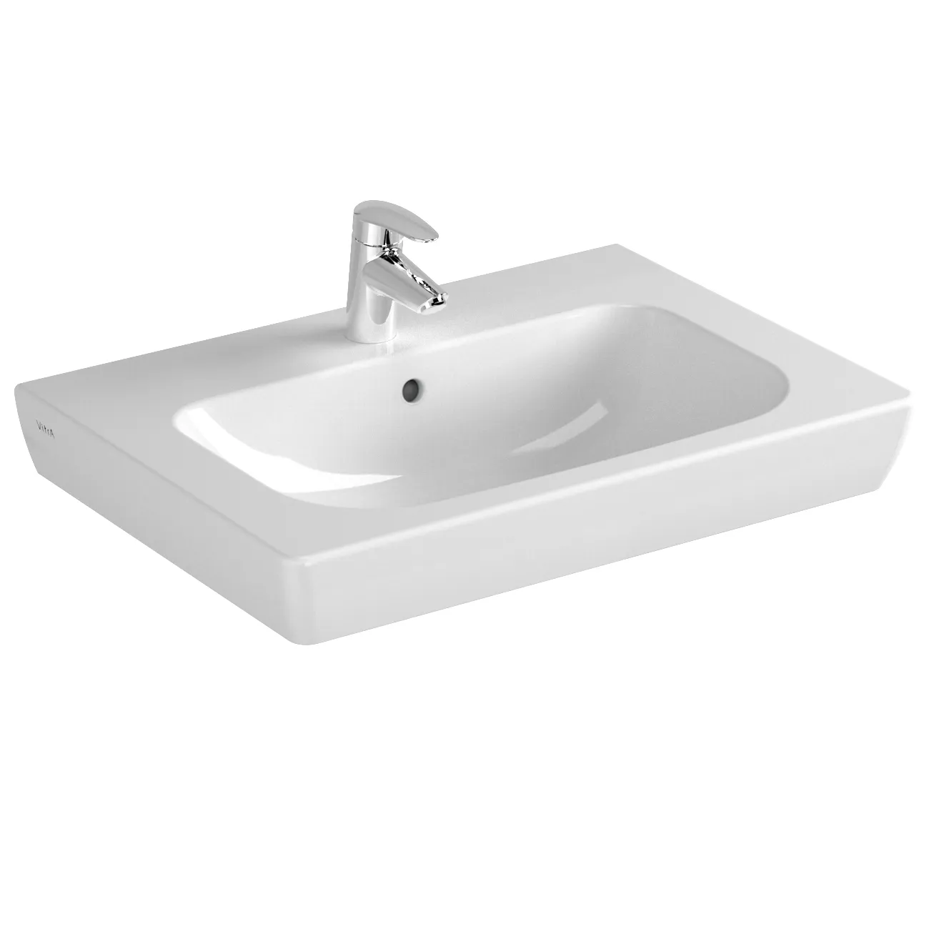 VitrA S20 Möbelwaschtisch 65 x 46 cm Weiß Hochglanz