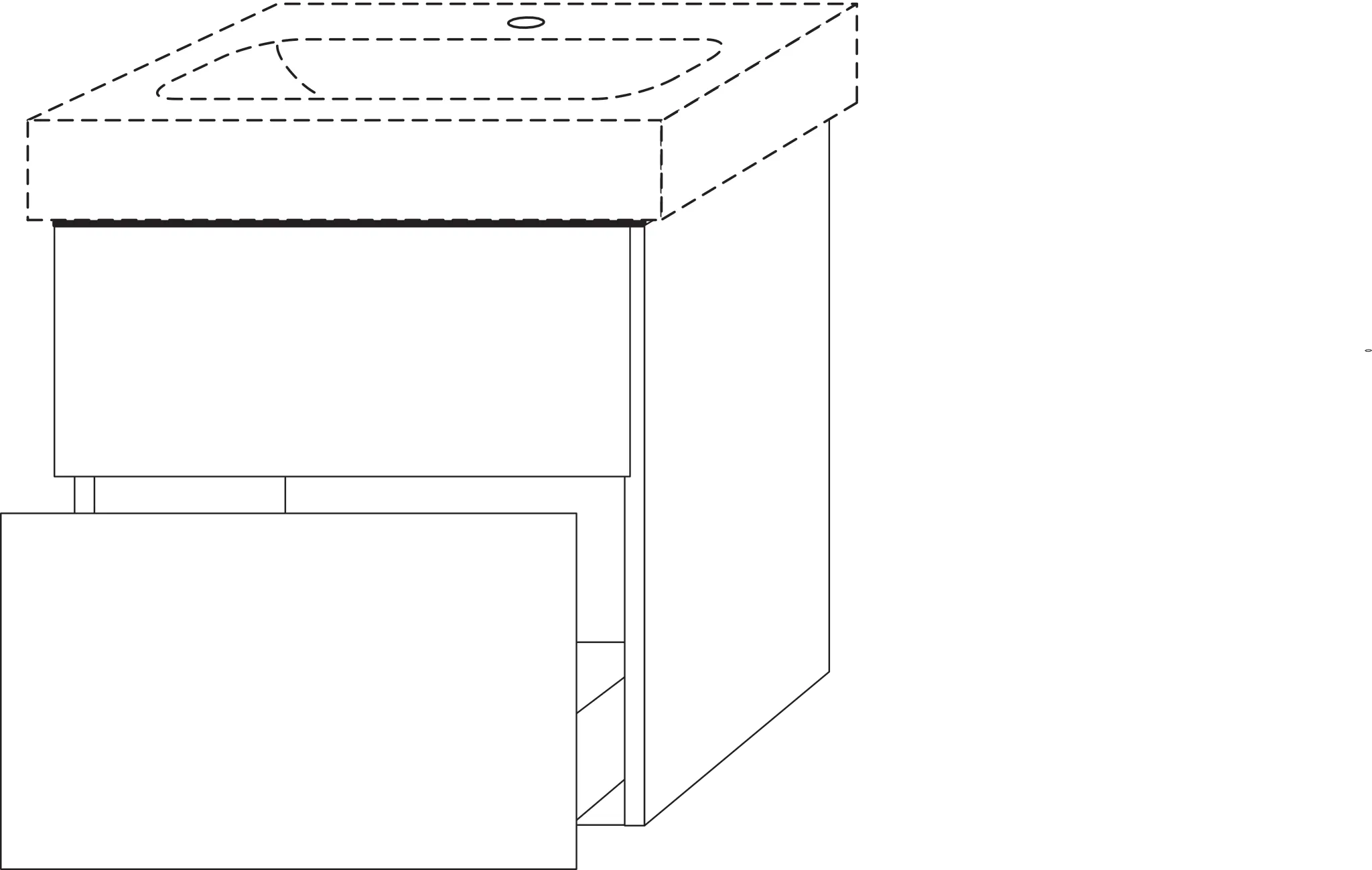 Waschtischunterbau mit Auszügen 3way (UF650) 593x550x462 Schwarz-Matt