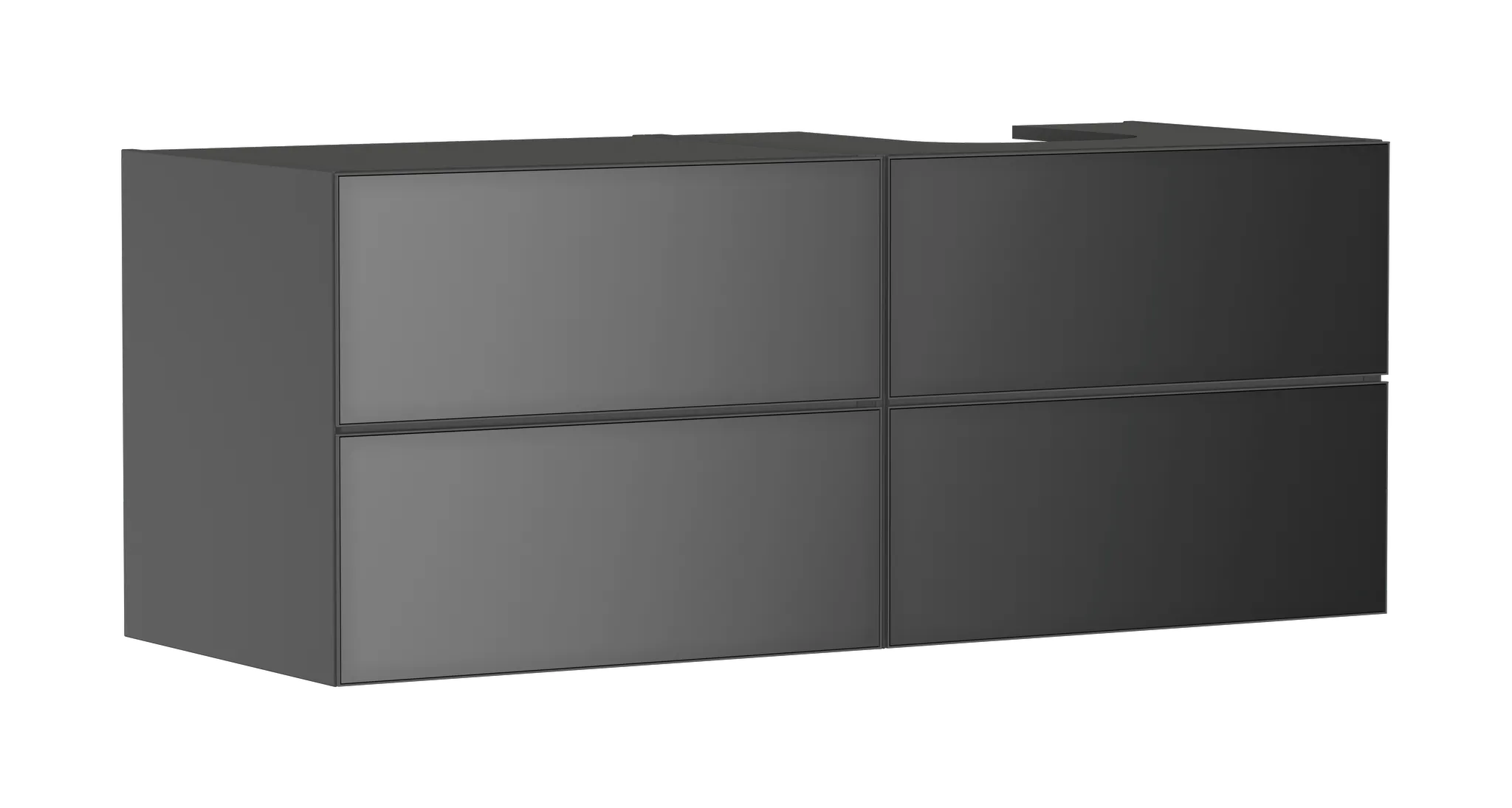 Xevolos E Waschtischunterschrank Schiefergrau Matt 1370/550 mit 4 Schubkästen für Konsolen mit Aufsatzwaschtisch geschliffen rechts Bronze Struktur