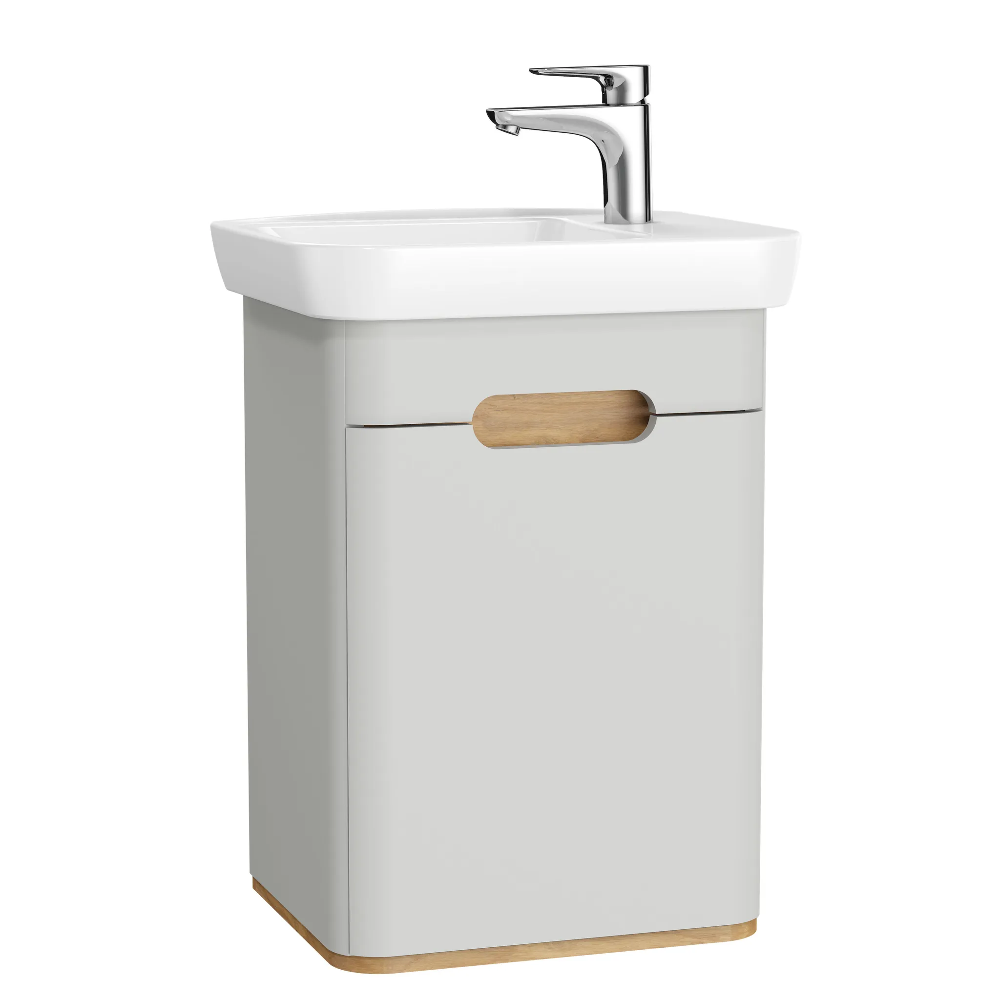 Sento Set 50 cm Handwaschbecken + Unterschrank 1 Tür Türanschlag links Hellgrau Matt