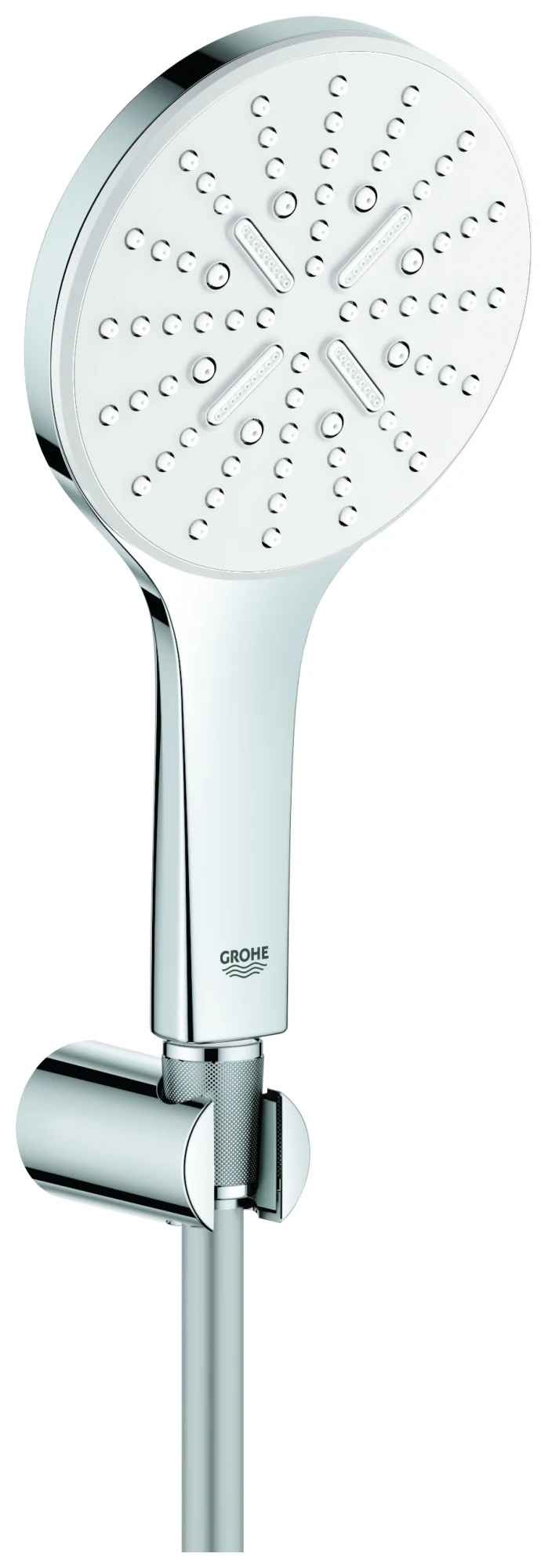 Wandhalterset Rainshower SmartActive 130 26581, 3 Strahlarten, Brauseboden moon white, Handbrausehalter, Brauseschlauch Silverflex 1500 mm, 9,5 l/min, moon white/chrom